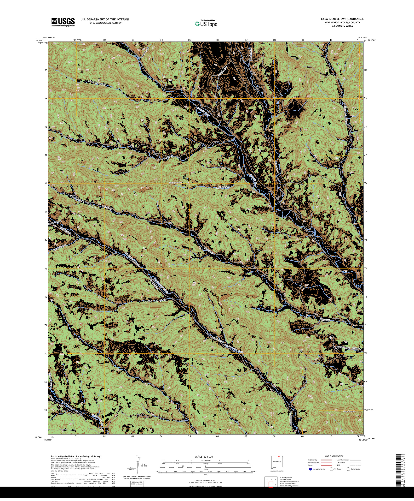 US TOPO 7.5-MINUTE MAP FOR CASA GRANDE SW, NM