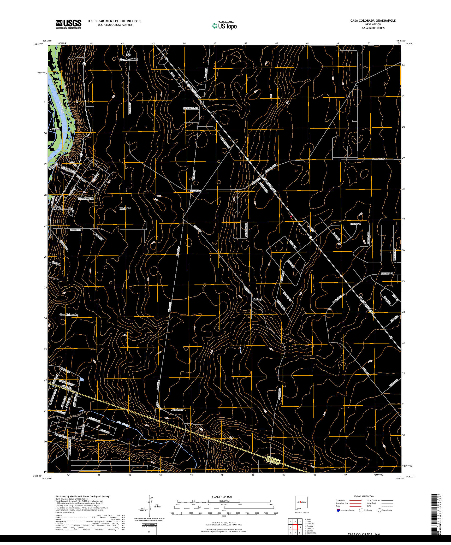 US TOPO 7.5-MINUTE MAP FOR CASA COLORADA, NM