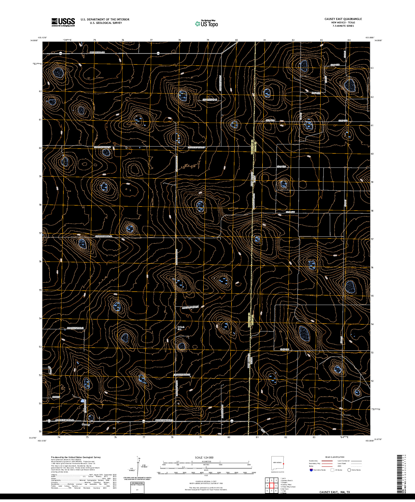 US TOPO 7.5-MINUTE MAP FOR CAUSEY EAST, NM,TX