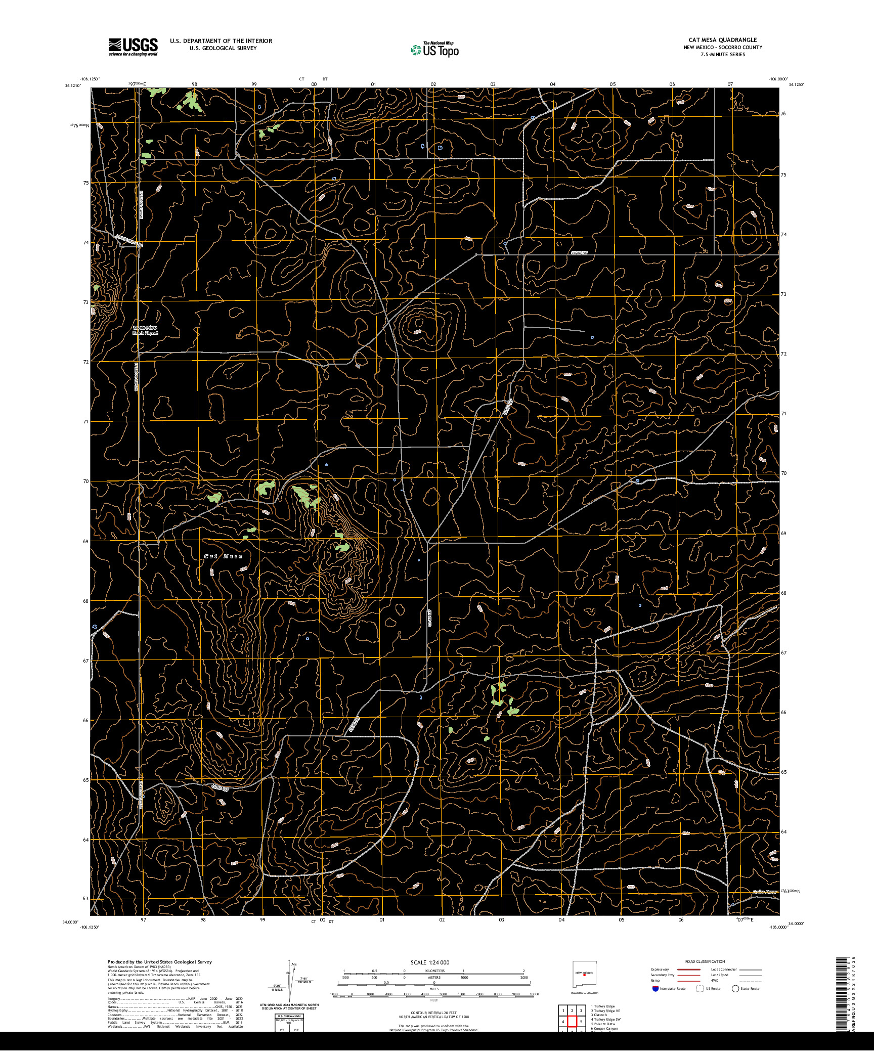 US TOPO 7.5-MINUTE MAP FOR CAT MESA, NM