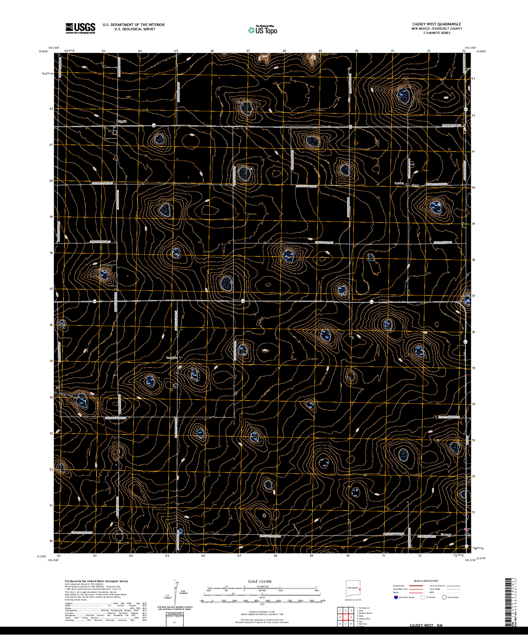 US TOPO 7.5-MINUTE MAP FOR CAUSEY WEST, NM