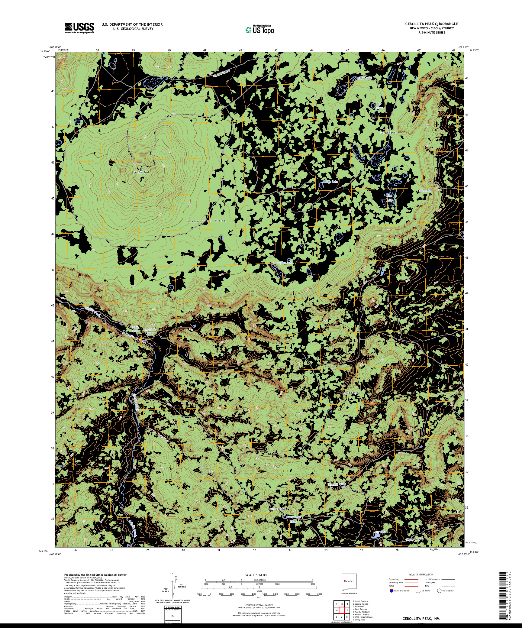 US TOPO 7.5-MINUTE MAP FOR CEBOLLITA PEAK, NM