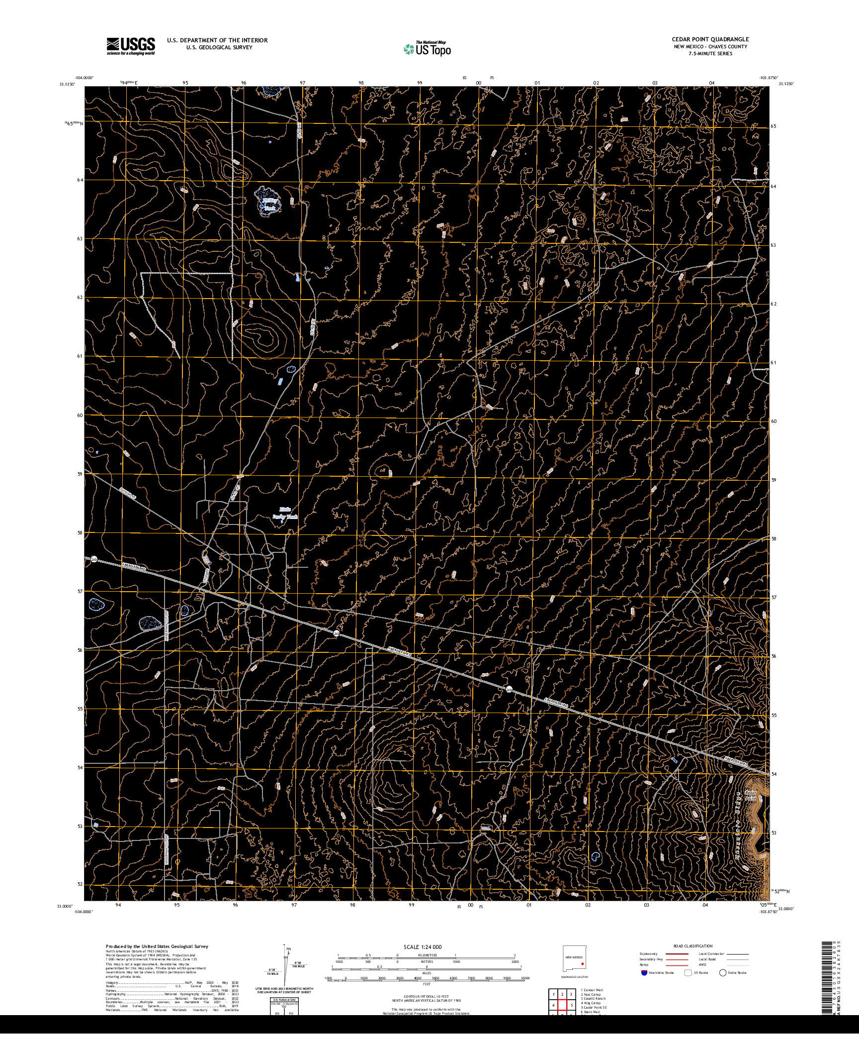 US TOPO 7.5-MINUTE MAP FOR CEDAR POINT, NM