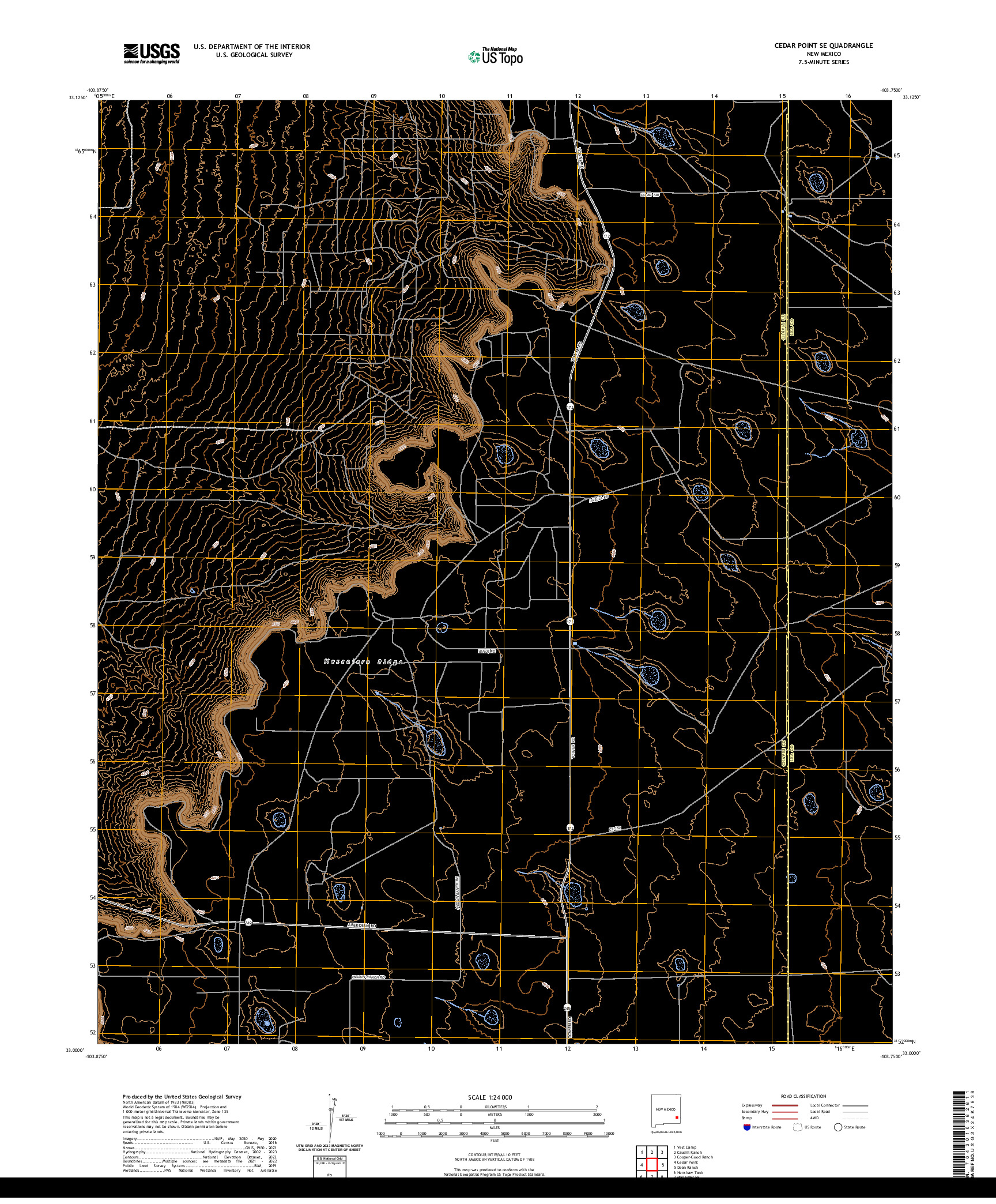 US TOPO 7.5-MINUTE MAP FOR CEDAR POINT SE, NM