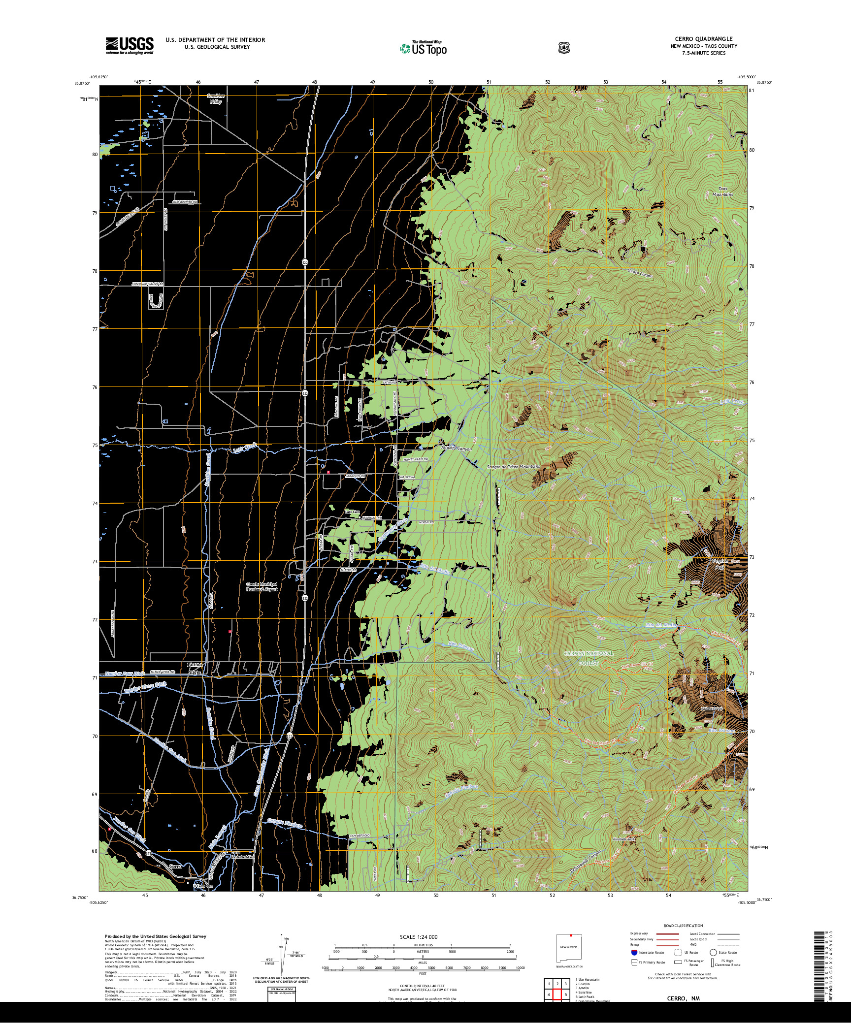 US TOPO 7.5-MINUTE MAP FOR CERRO, NM