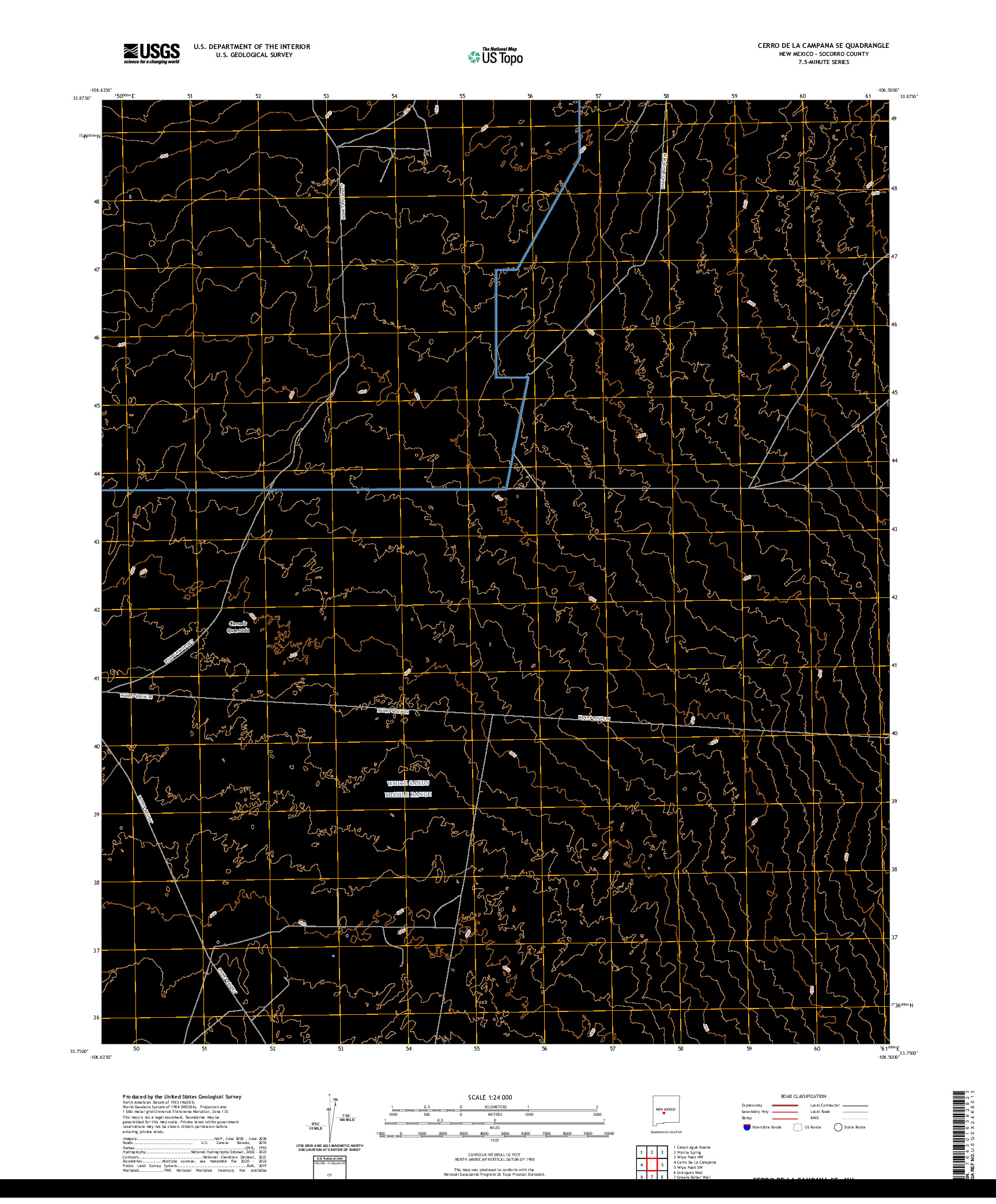 US TOPO 7.5-MINUTE MAP FOR CERRO DE LA CAMPANA SE, NM