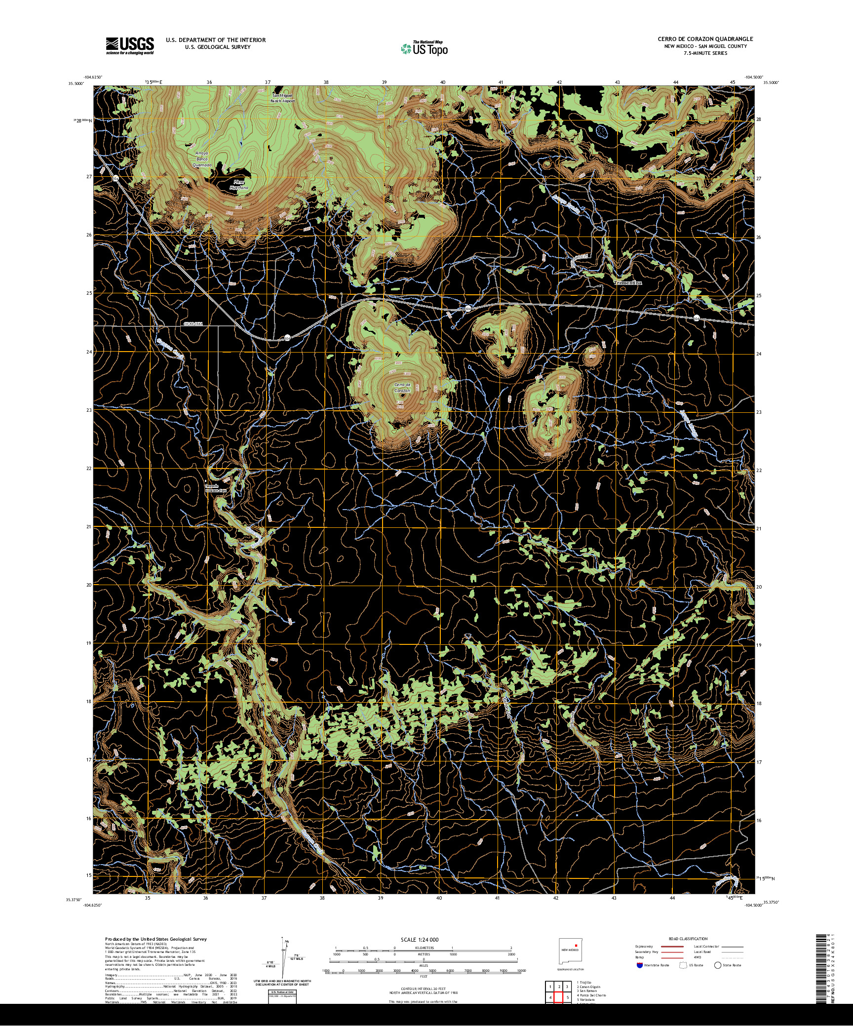 US TOPO 7.5-MINUTE MAP FOR CERRO DE CORAZON, NM