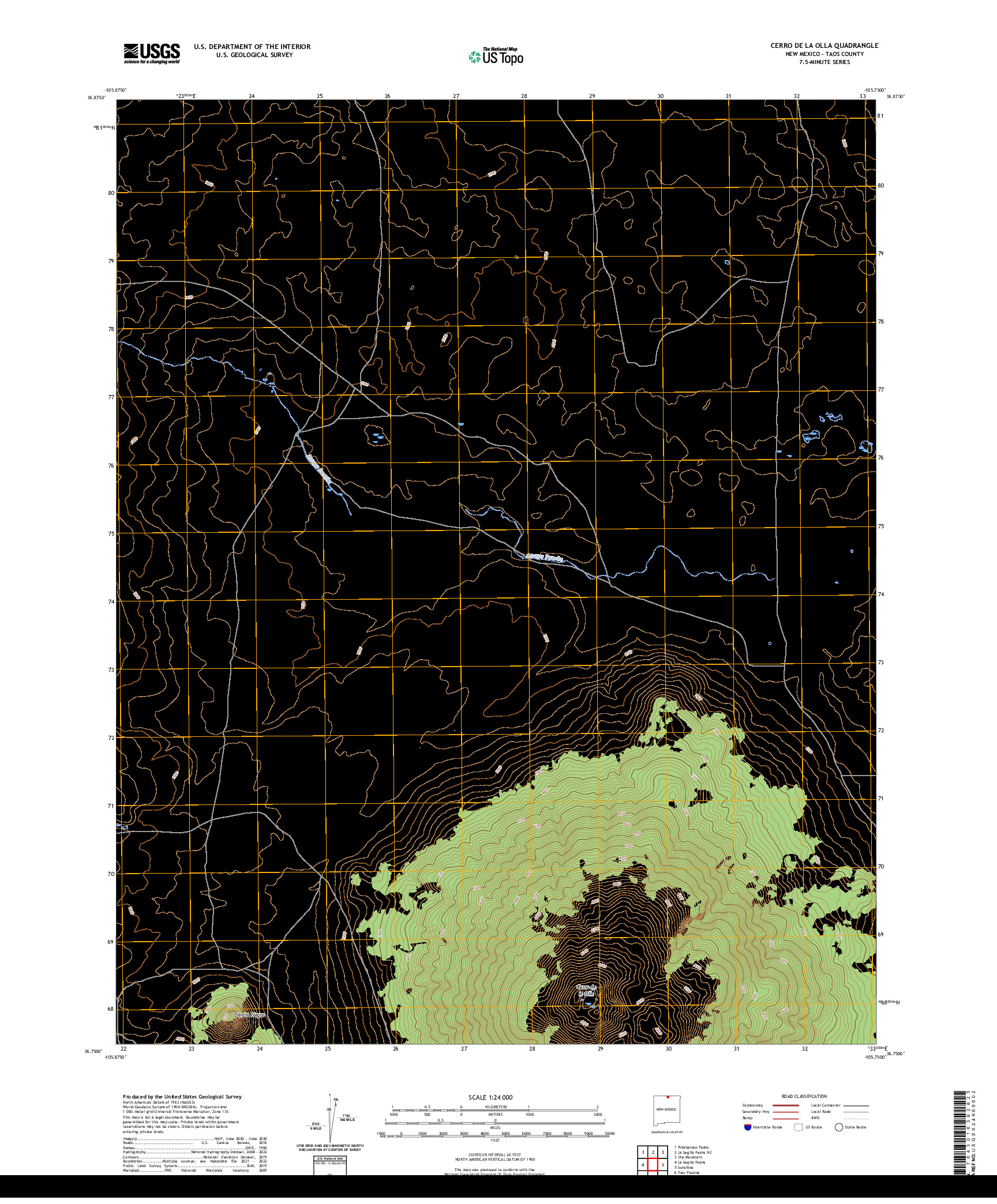 US TOPO 7.5-MINUTE MAP FOR CERRO DE LA OLLA, NM