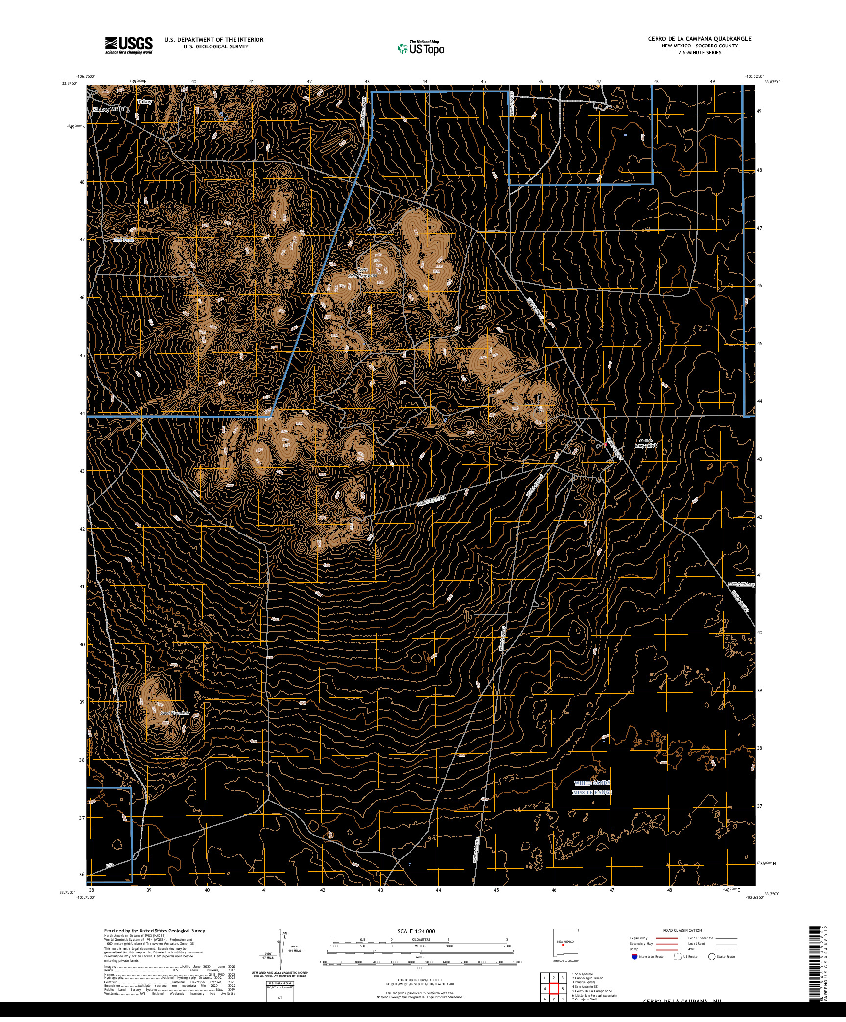 US TOPO 7.5-MINUTE MAP FOR CERRO DE LA CAMPANA, NM