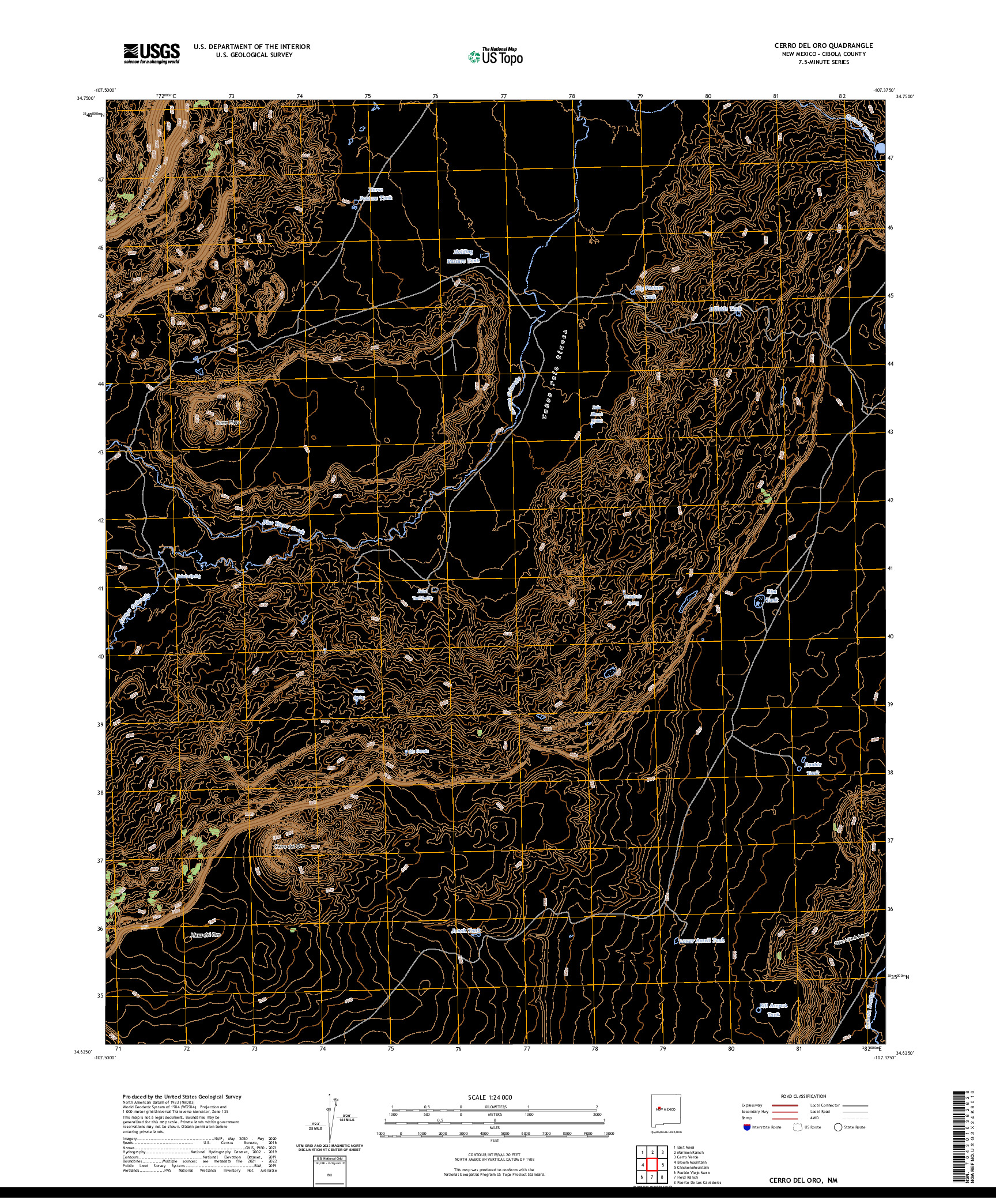 US TOPO 7.5-MINUTE MAP FOR CERRO DEL ORO, NM