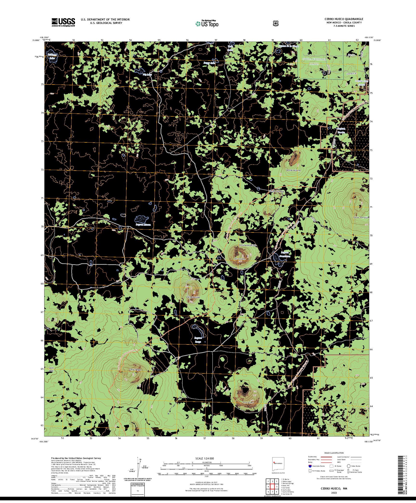 US TOPO 7.5-MINUTE MAP FOR CERRO HUECO, NM