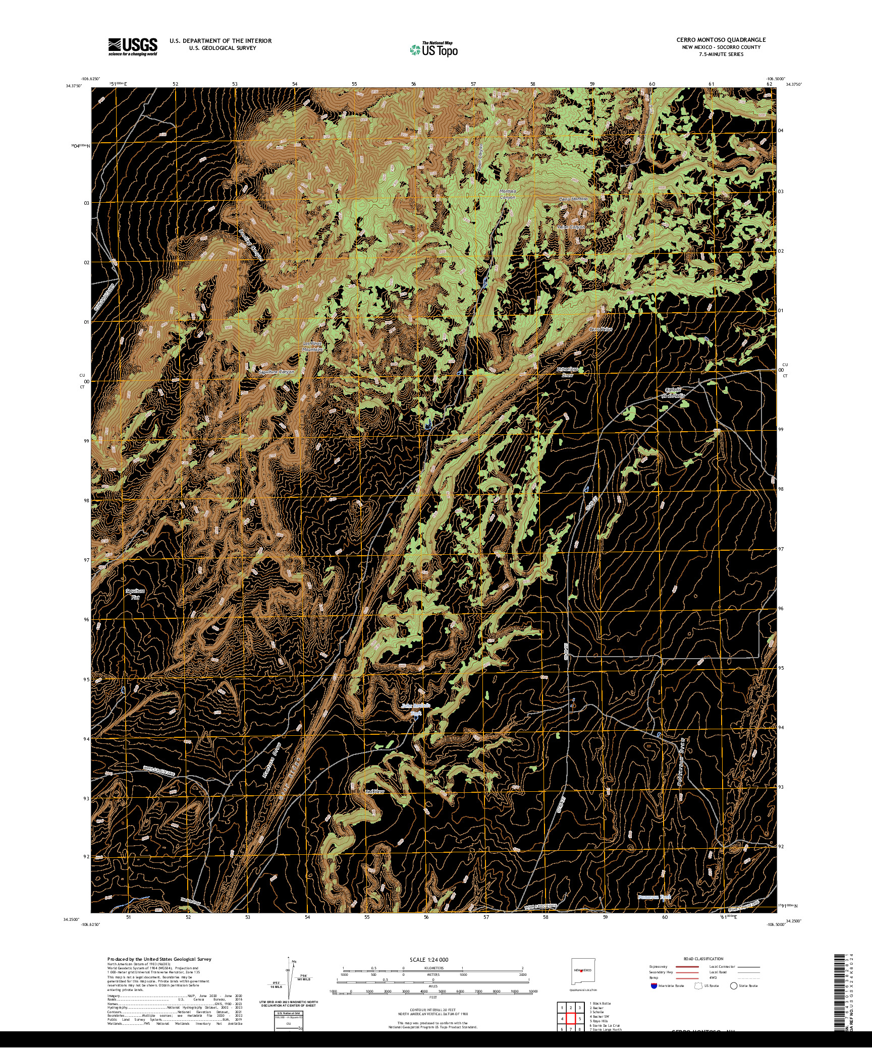 US TOPO 7.5-MINUTE MAP FOR CERRO MONTOSO, NM