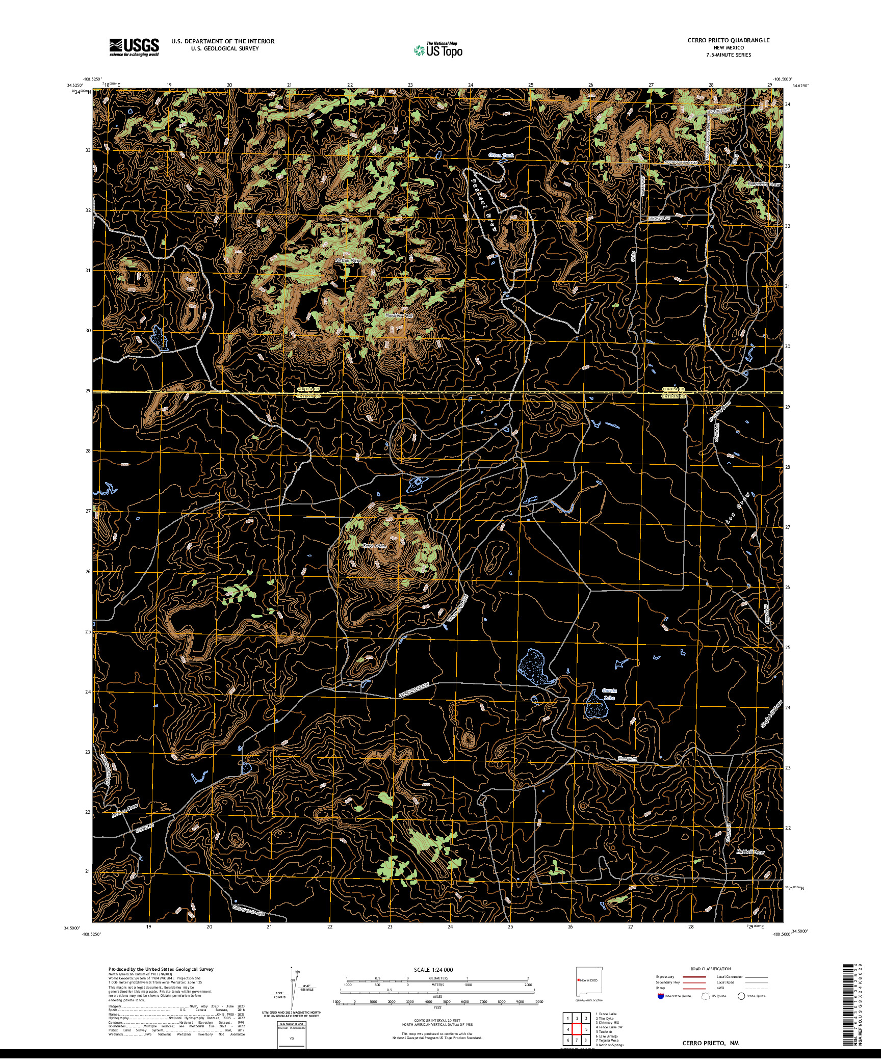 US TOPO 7.5-MINUTE MAP FOR CERRO PRIETO, NM