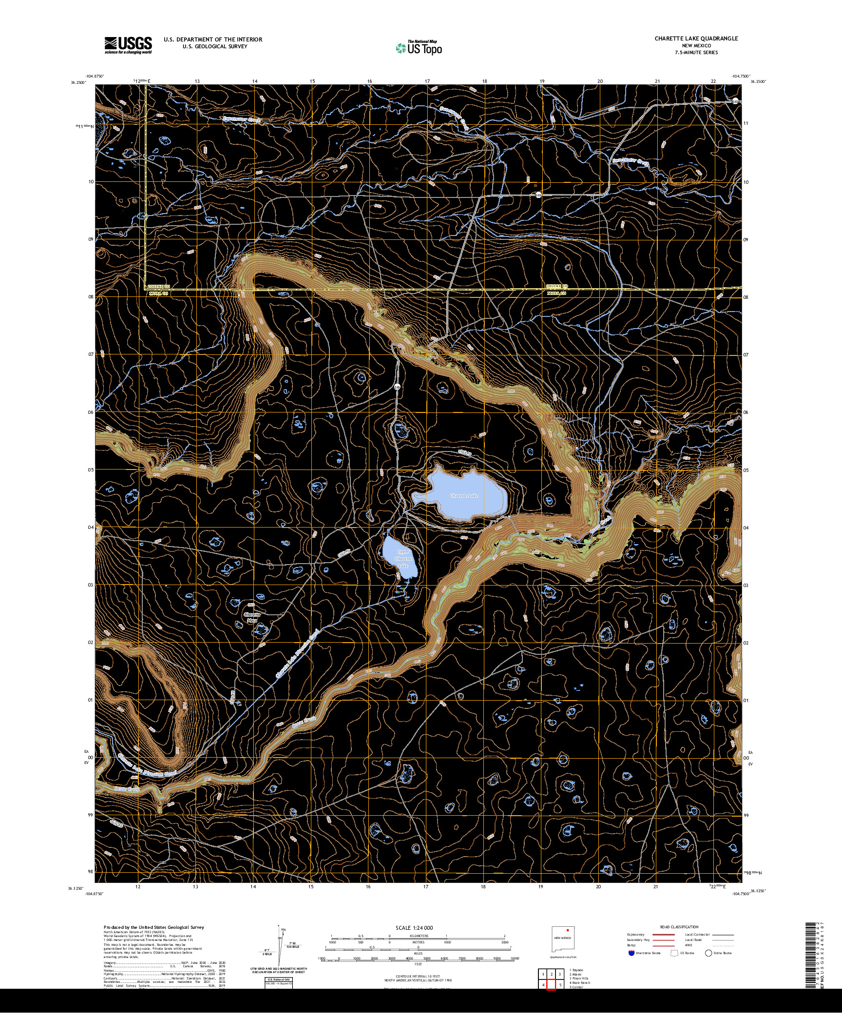 US TOPO 7.5-MINUTE MAP FOR CHARETTE LAKE, NM