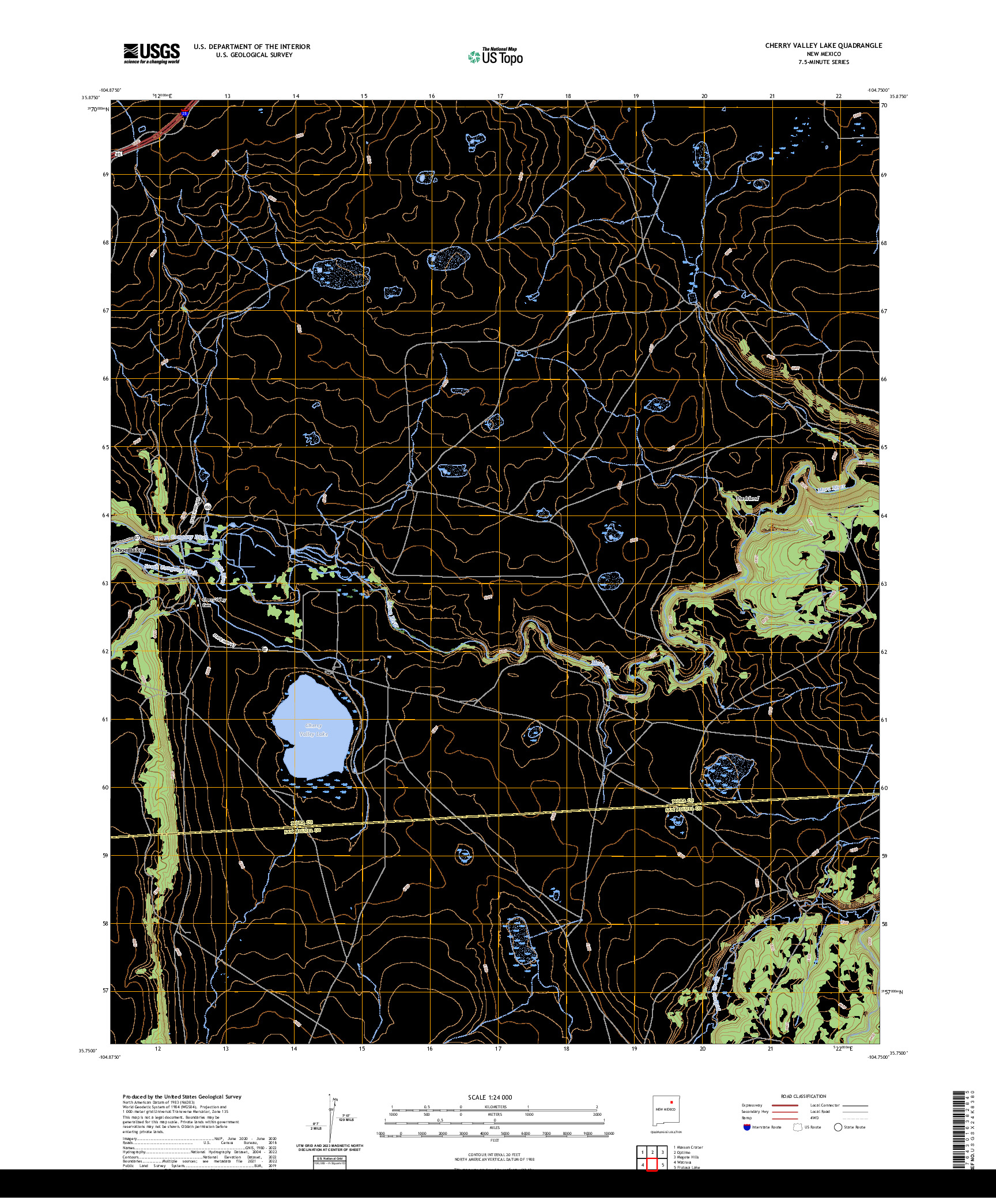 US TOPO 7.5-MINUTE MAP FOR CHERRY VALLEY LAKE, NM