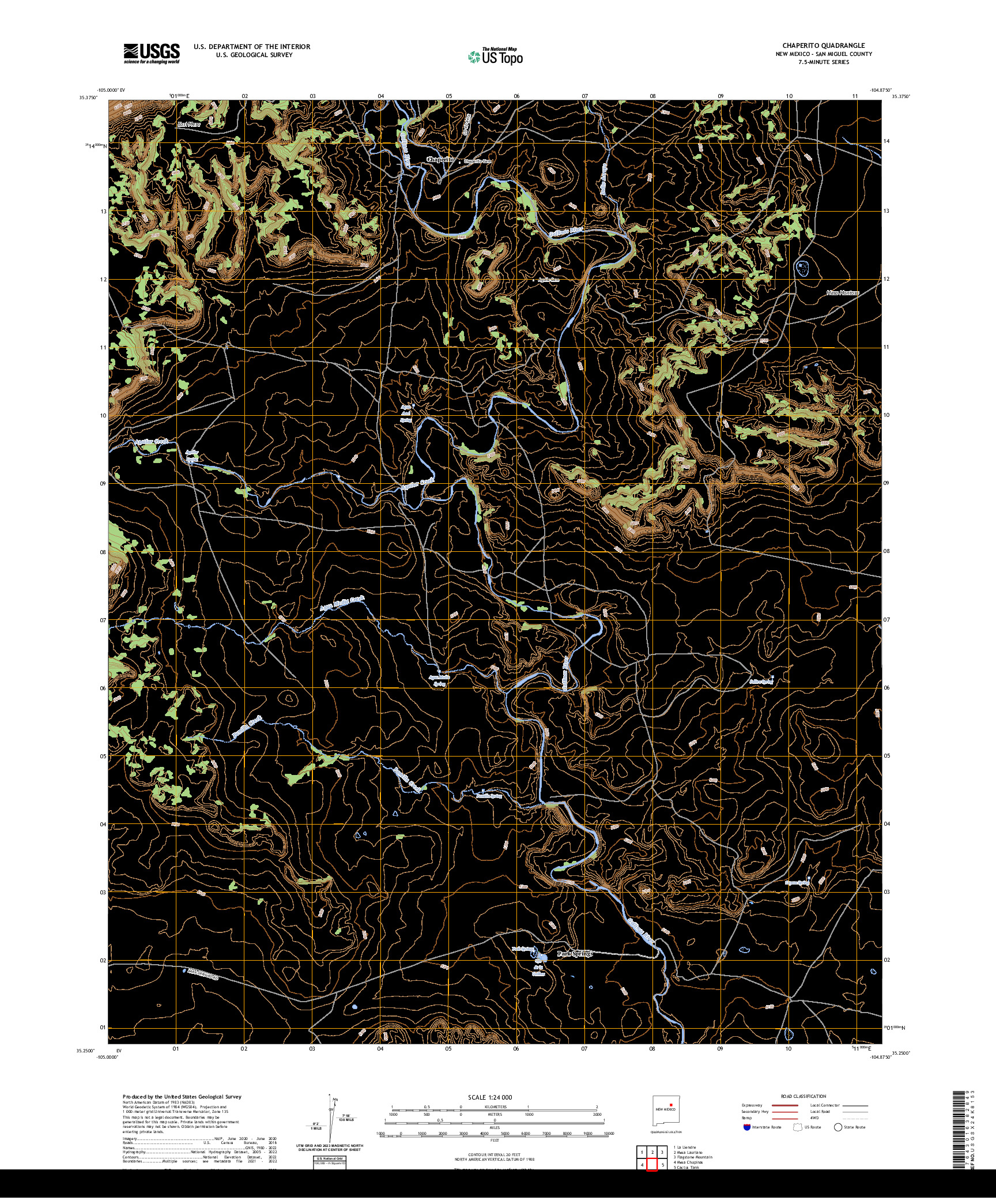 US TOPO 7.5-MINUTE MAP FOR CHAPERITO, NM