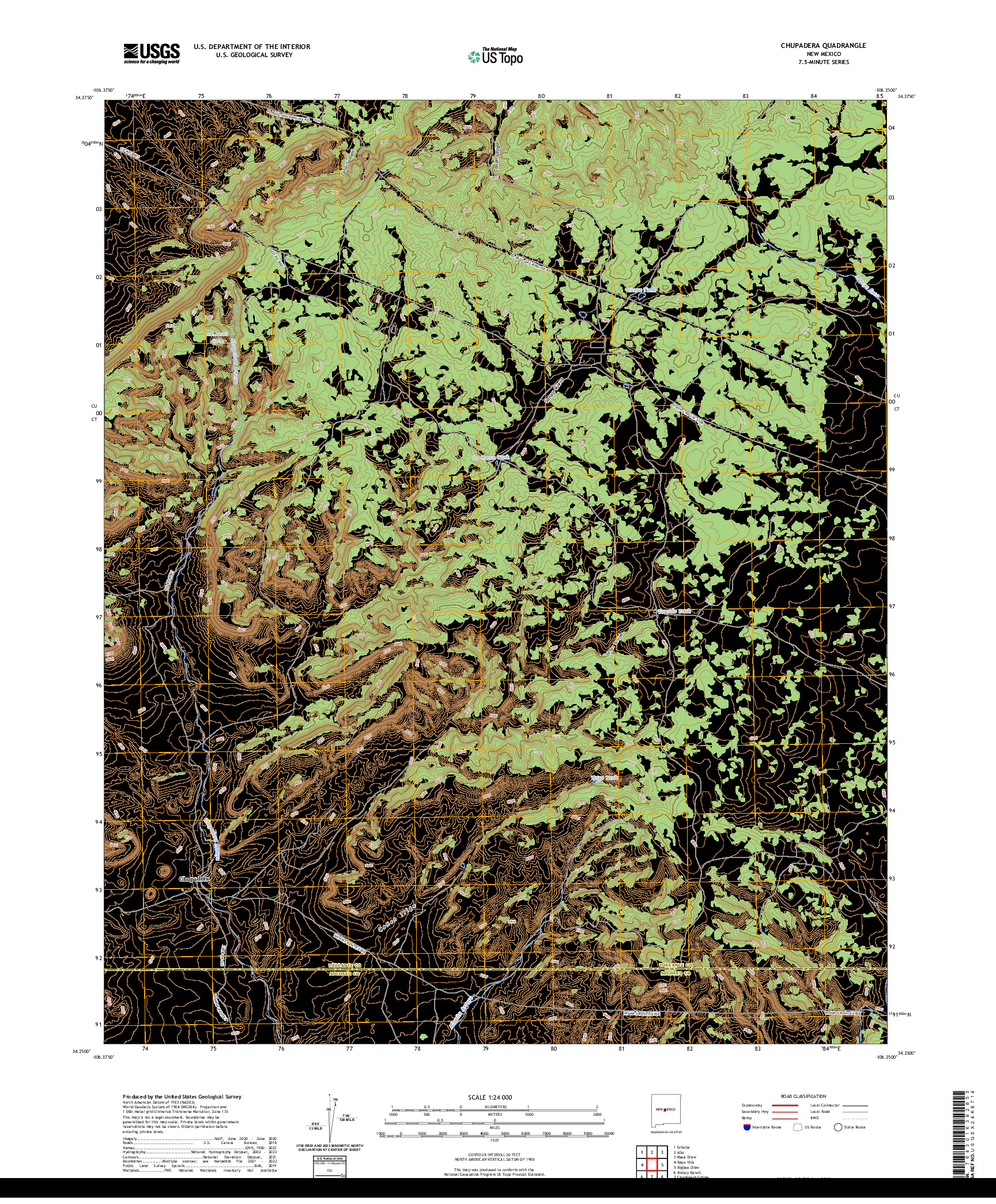 US TOPO 7.5-MINUTE MAP FOR CHUPADERA, NM