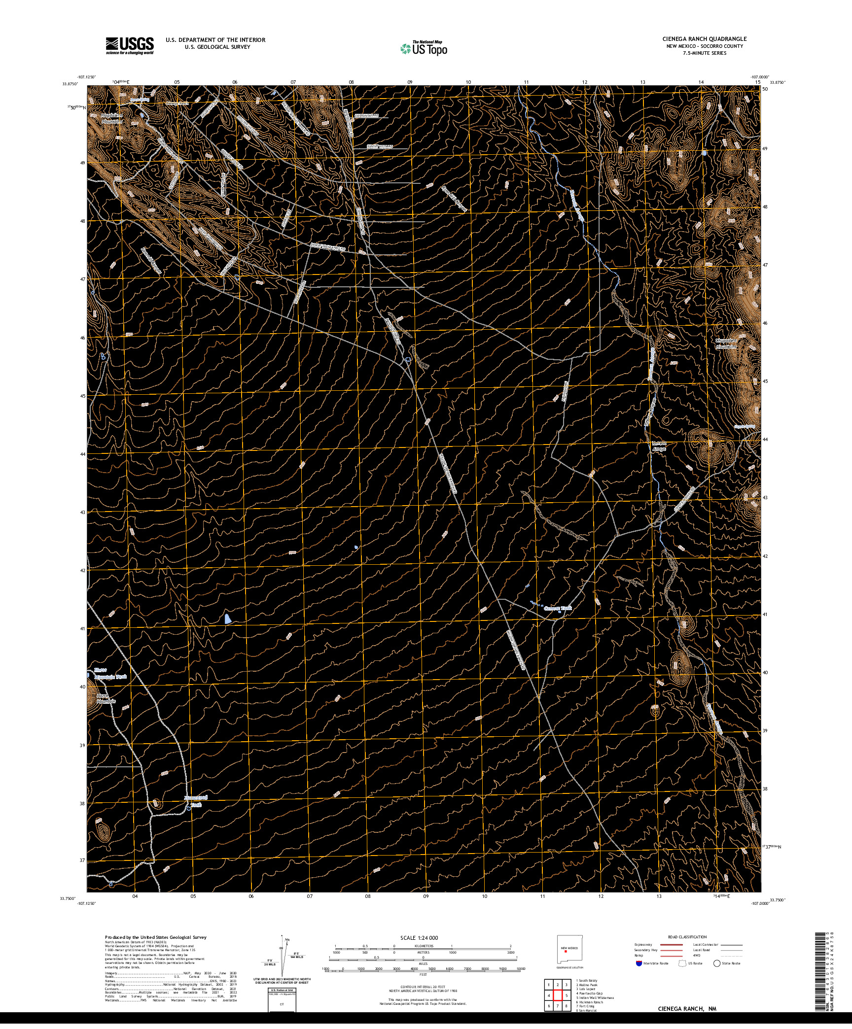 US TOPO 7.5-MINUTE MAP FOR CIENEGA RANCH, NM