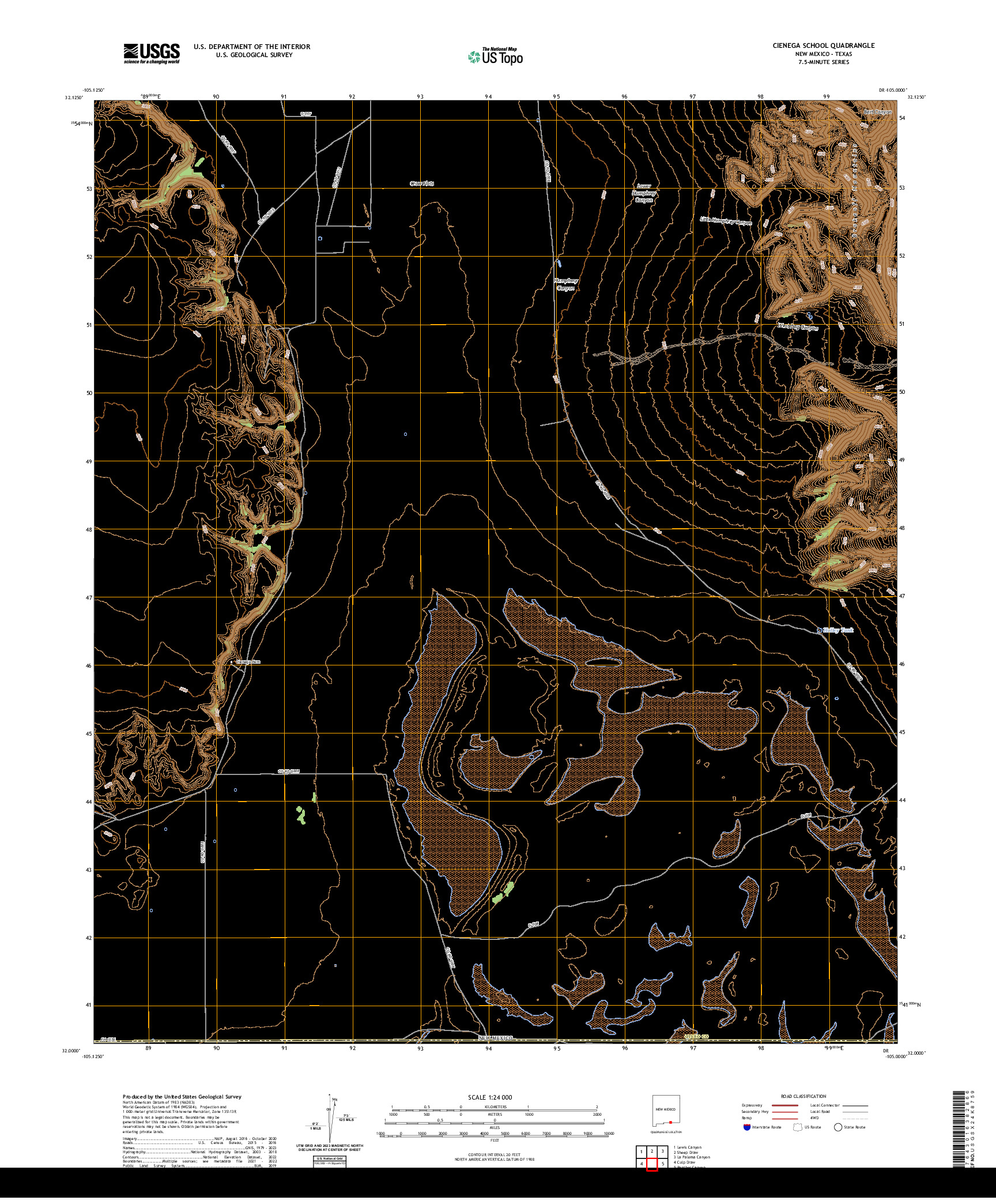 US TOPO 7.5-MINUTE MAP FOR CIENEGA SCHOOL, NM,TX