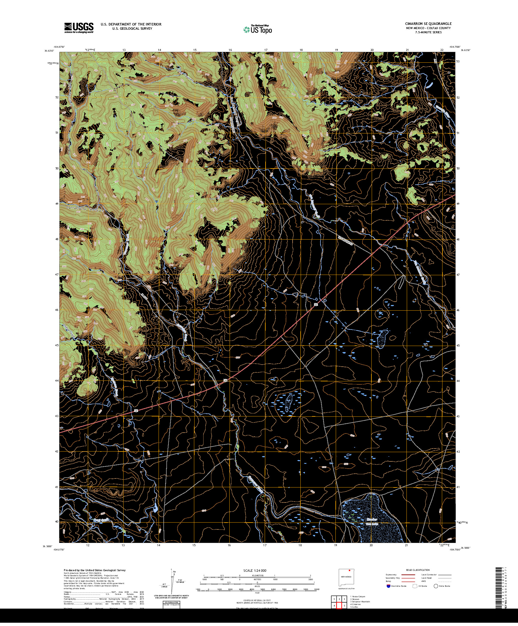 US TOPO 7.5-MINUTE MAP FOR CIMARRON SE, NM