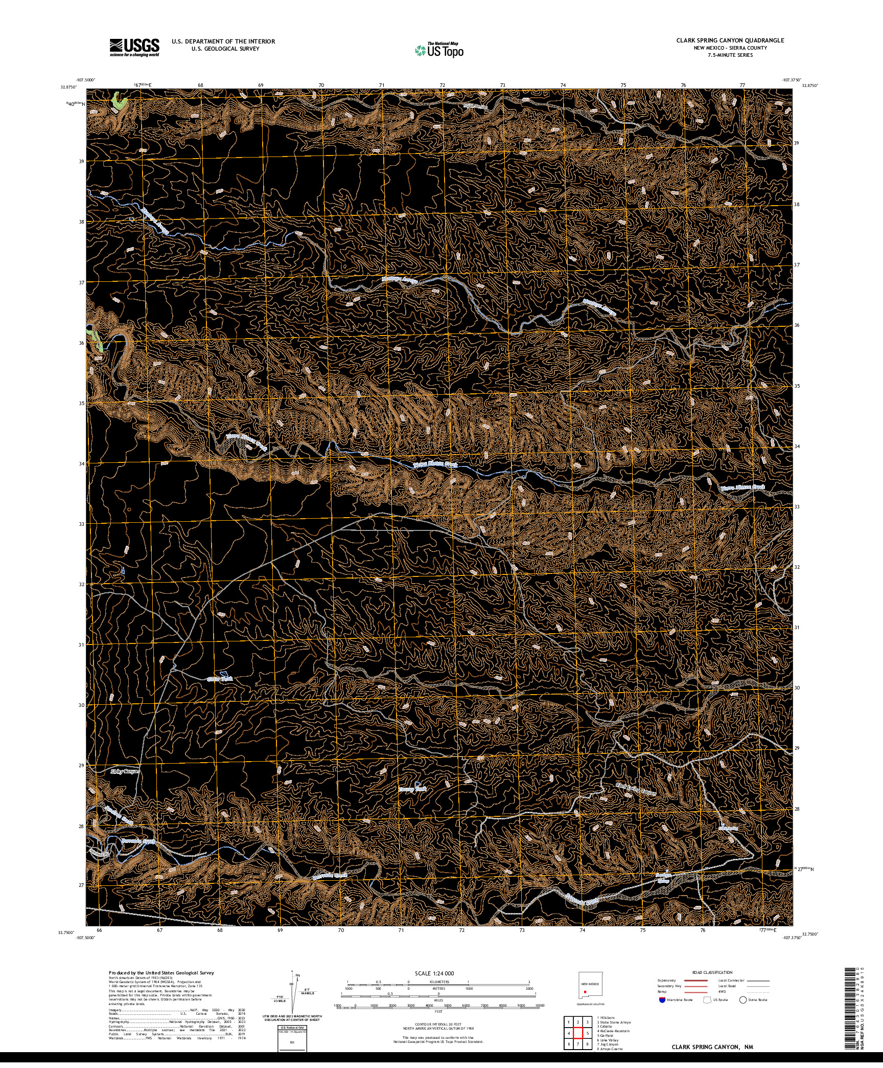 US TOPO 7.5-MINUTE MAP FOR CLARK SPRING CANYON, NM