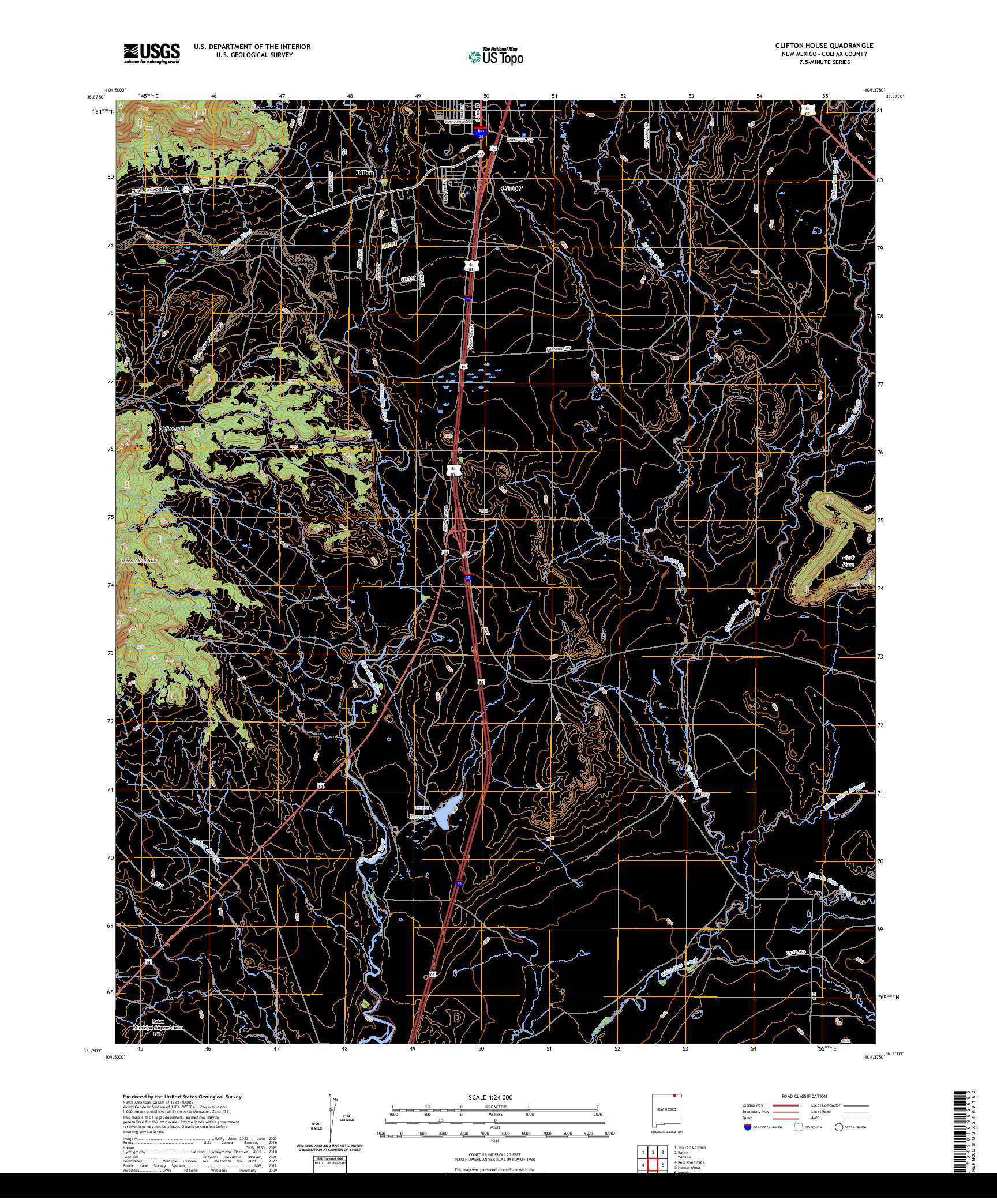 US TOPO 7.5-MINUTE MAP FOR CLIFTON HOUSE, NM