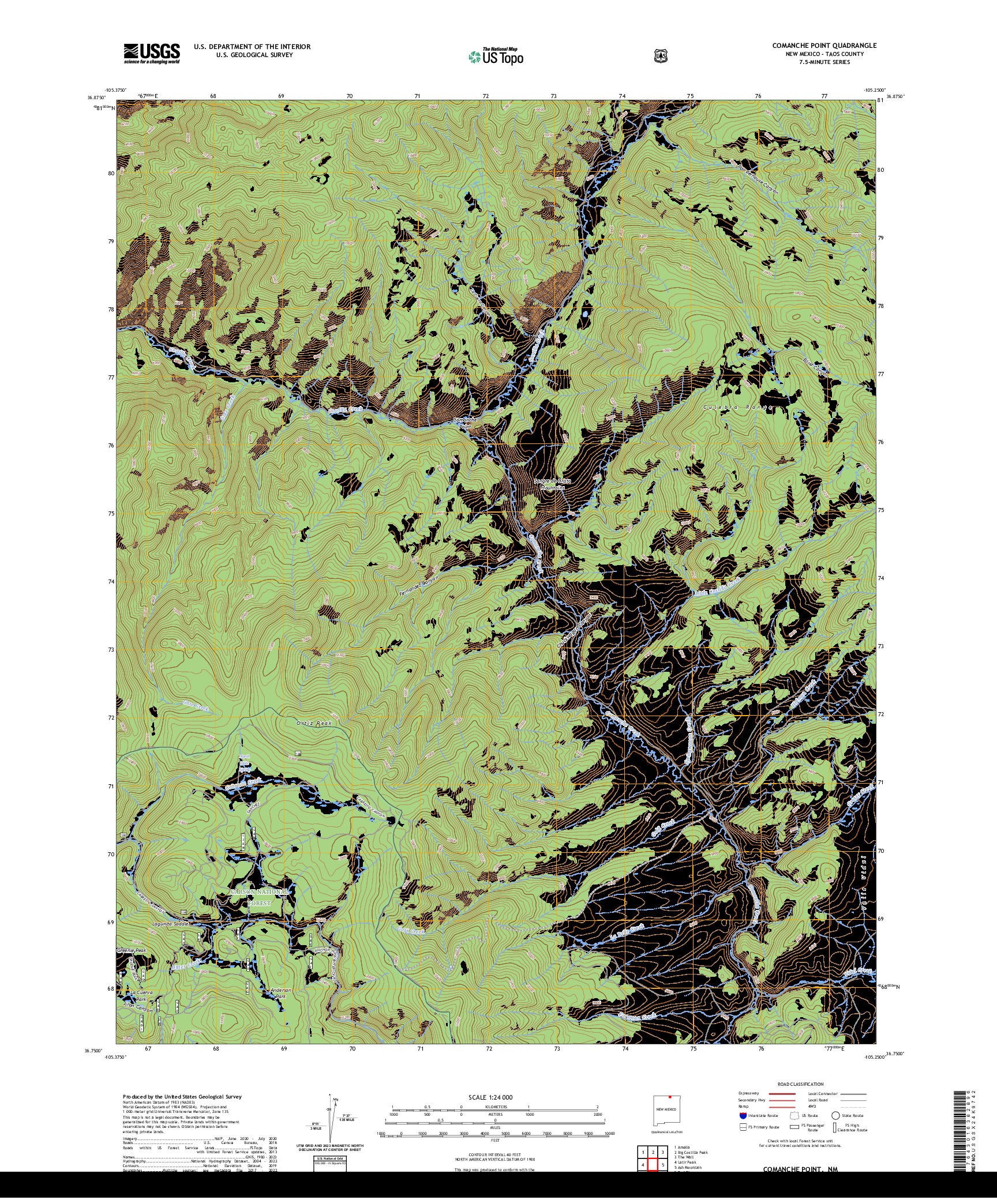 US TOPO 7.5-MINUTE MAP FOR COMANCHE POINT, NM