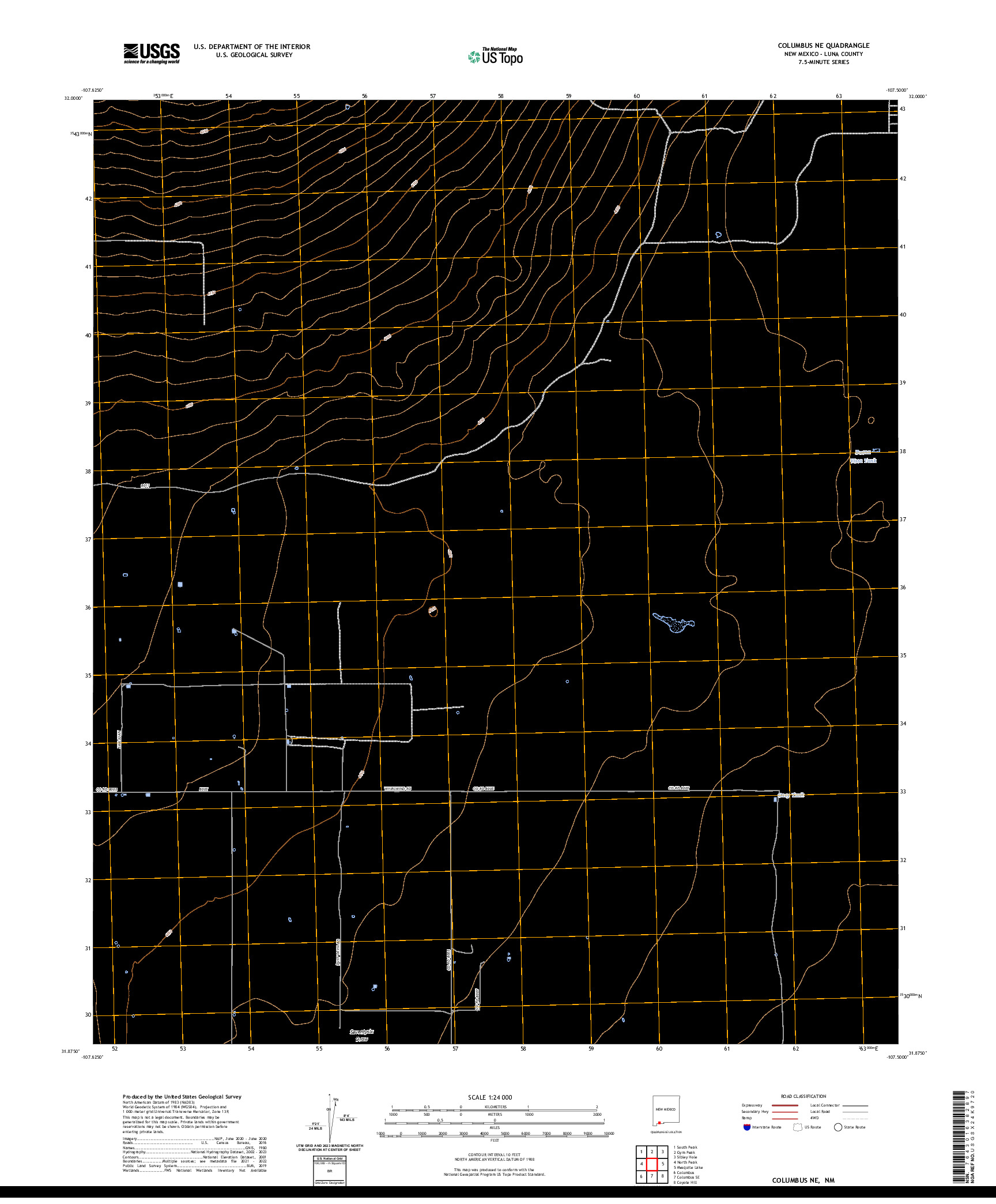 US TOPO 7.5-MINUTE MAP FOR COLUMBUS NE, NM