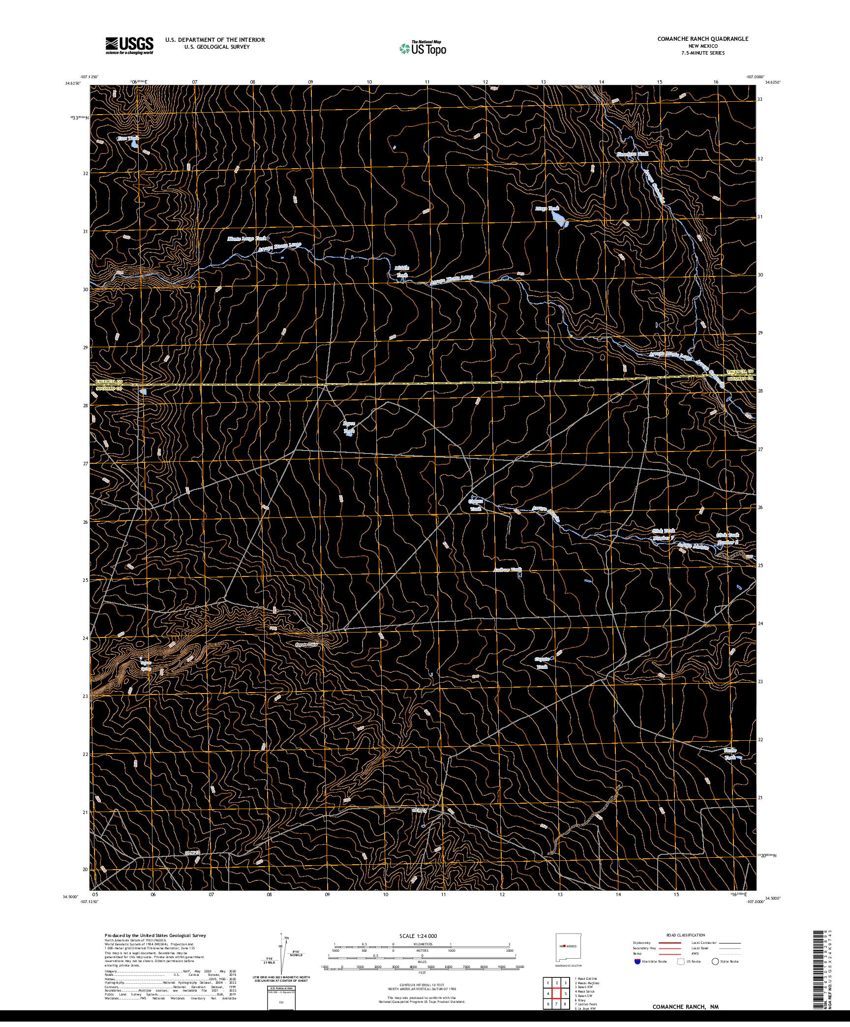 US TOPO 7.5-MINUTE MAP FOR COMANCHE RANCH, NM