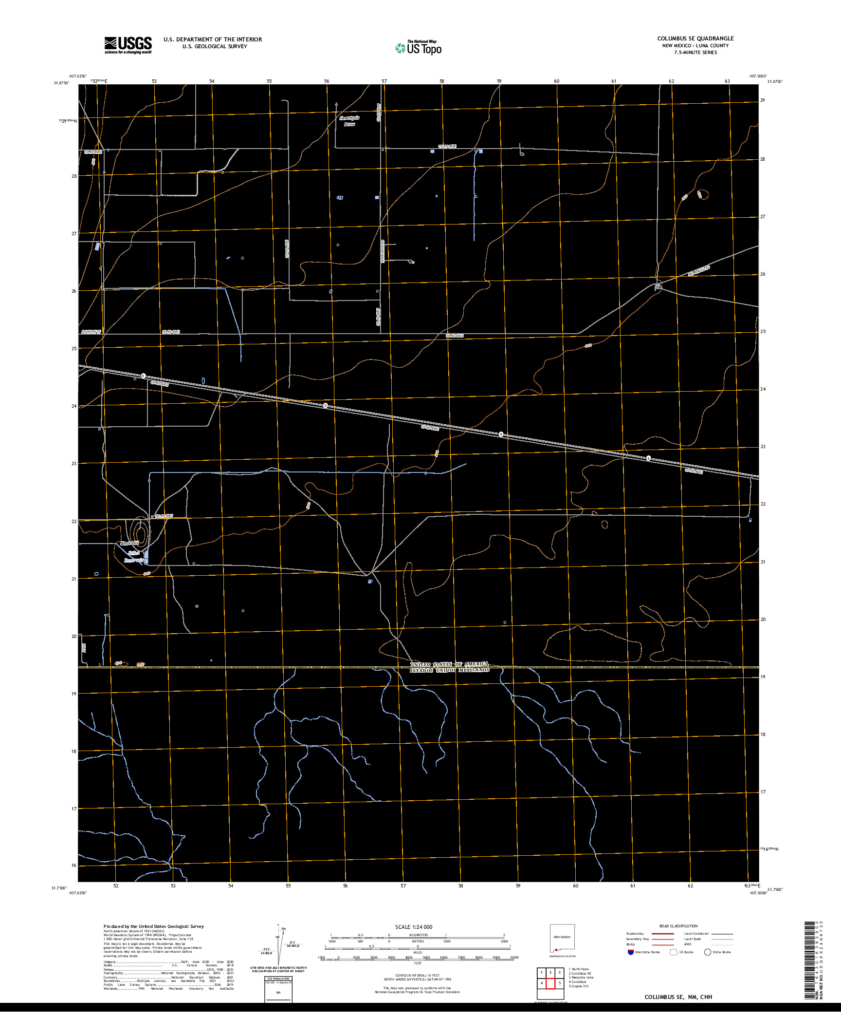 US TOPO 7.5-MINUTE MAP FOR COLUMBUS SE, NM,CHH