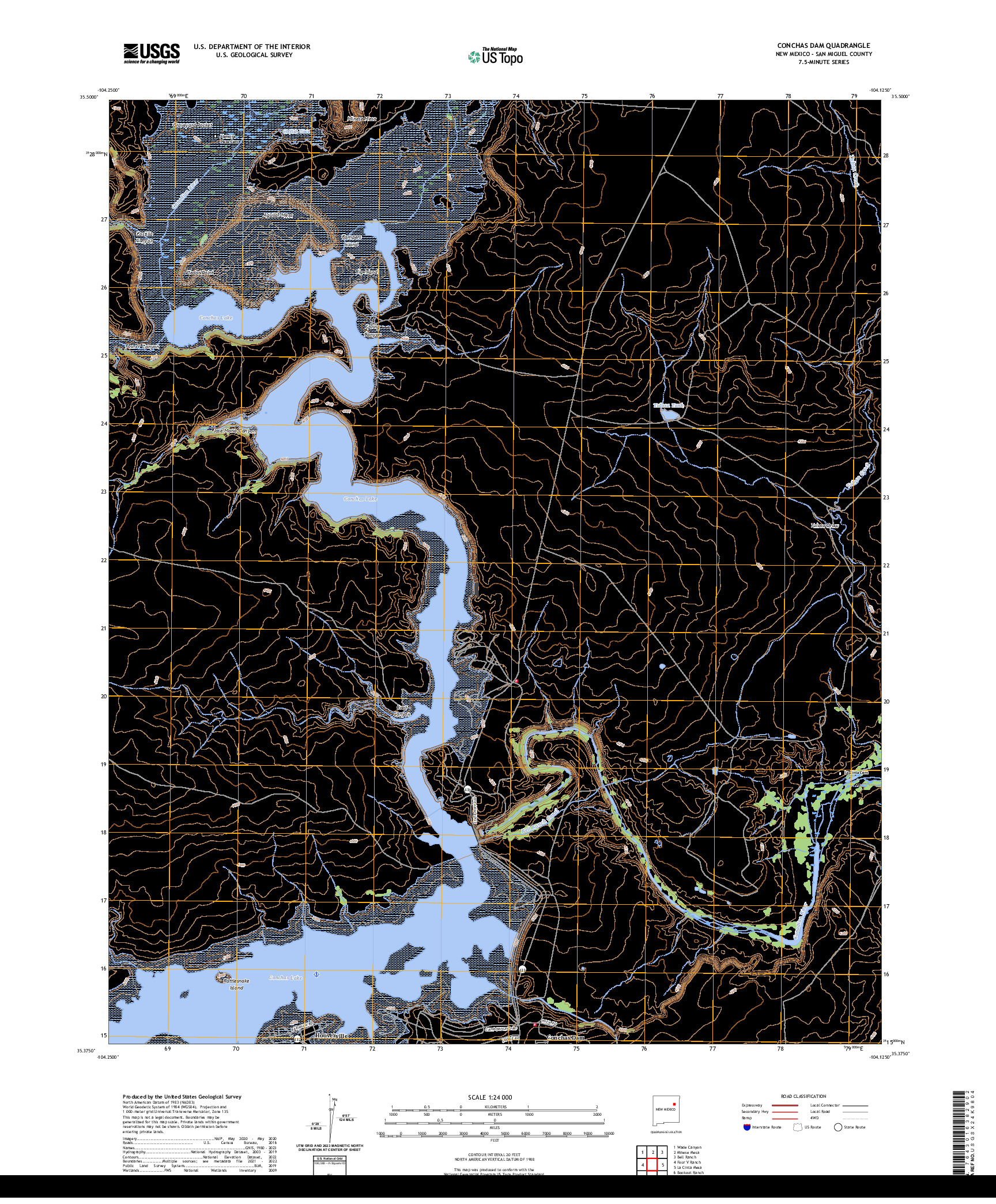 US TOPO 7.5-MINUTE MAP FOR CONCHAS DAM, NM