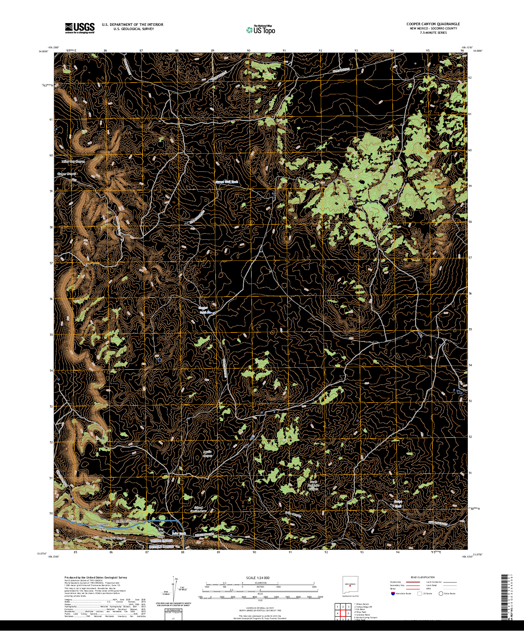 US TOPO 7.5-MINUTE MAP FOR COOPER CANYON, NM