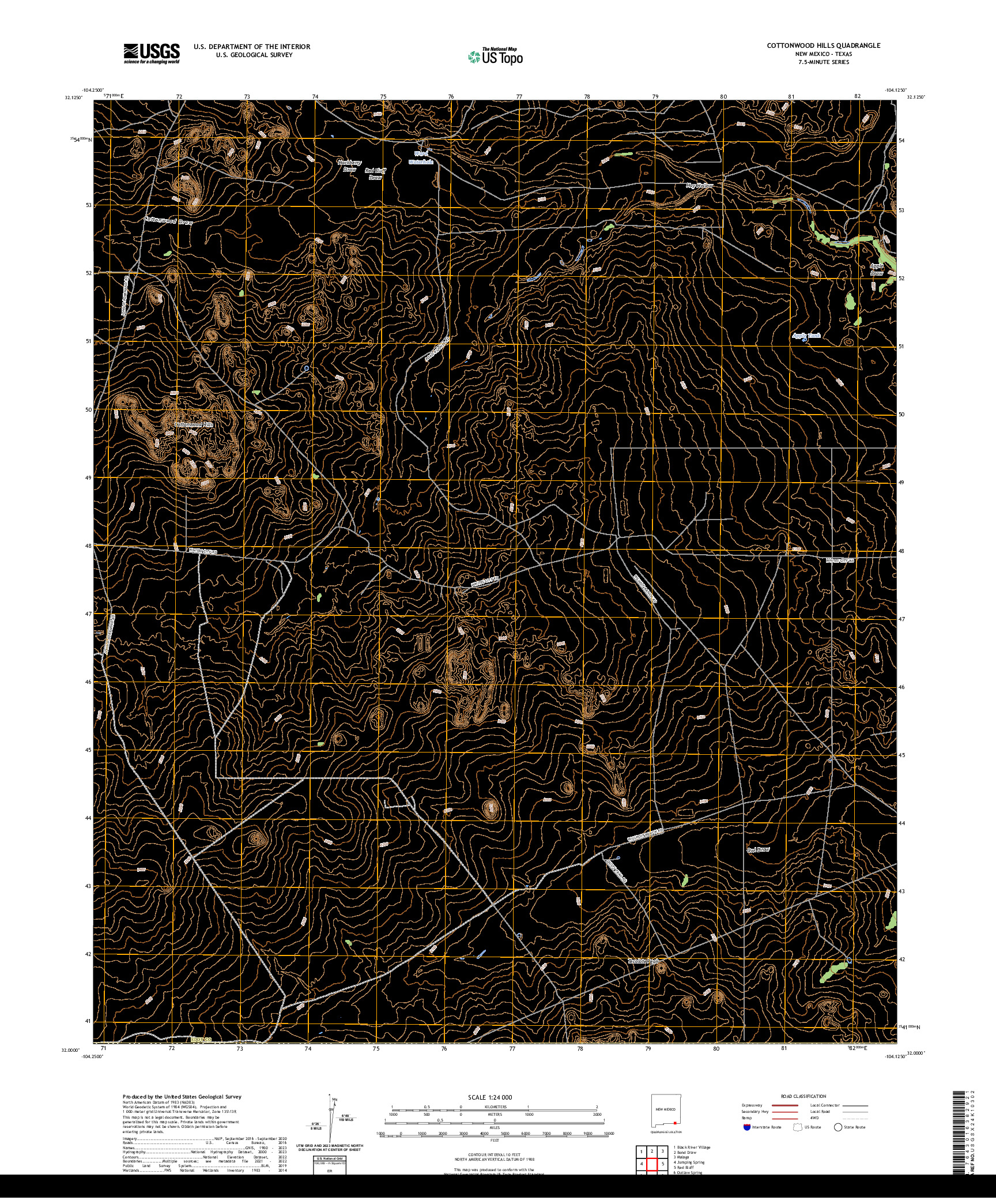 US TOPO 7.5-MINUTE MAP FOR COTTONWOOD HILLS, NM,TX