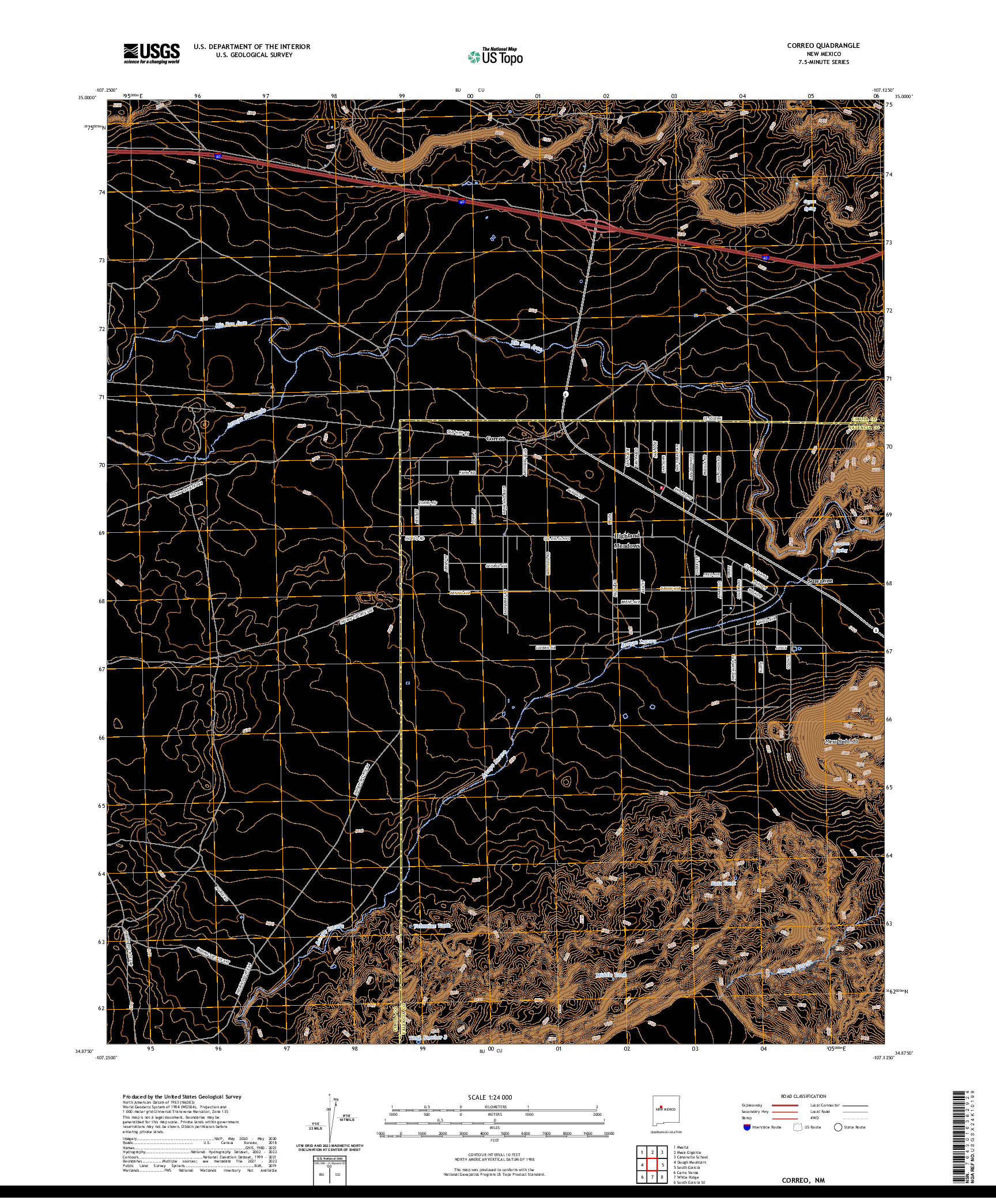 US TOPO 7.5-MINUTE MAP FOR CORREO, NM