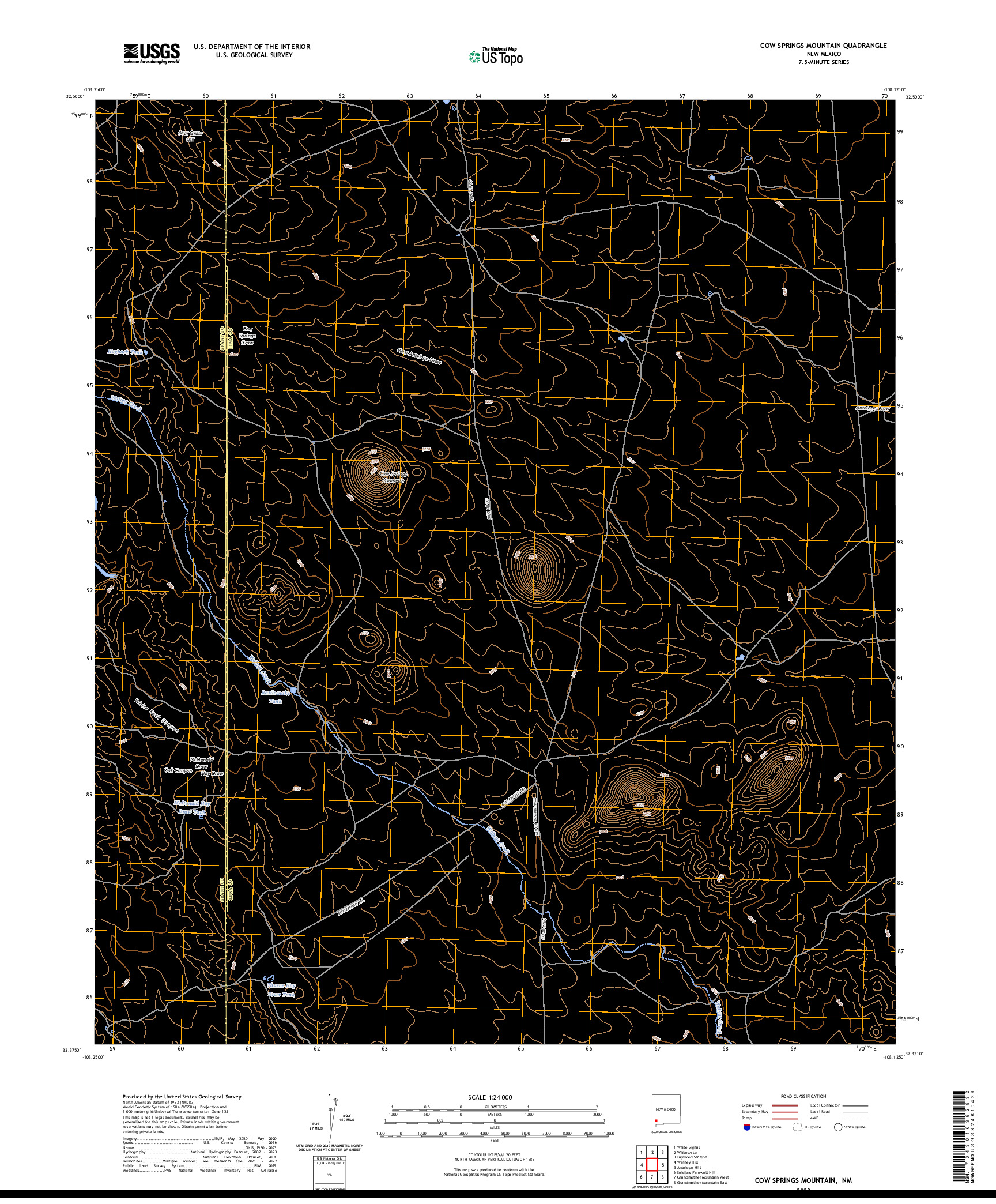 US TOPO 7.5-MINUTE MAP FOR COW SPRINGS MOUNTAIN, NM