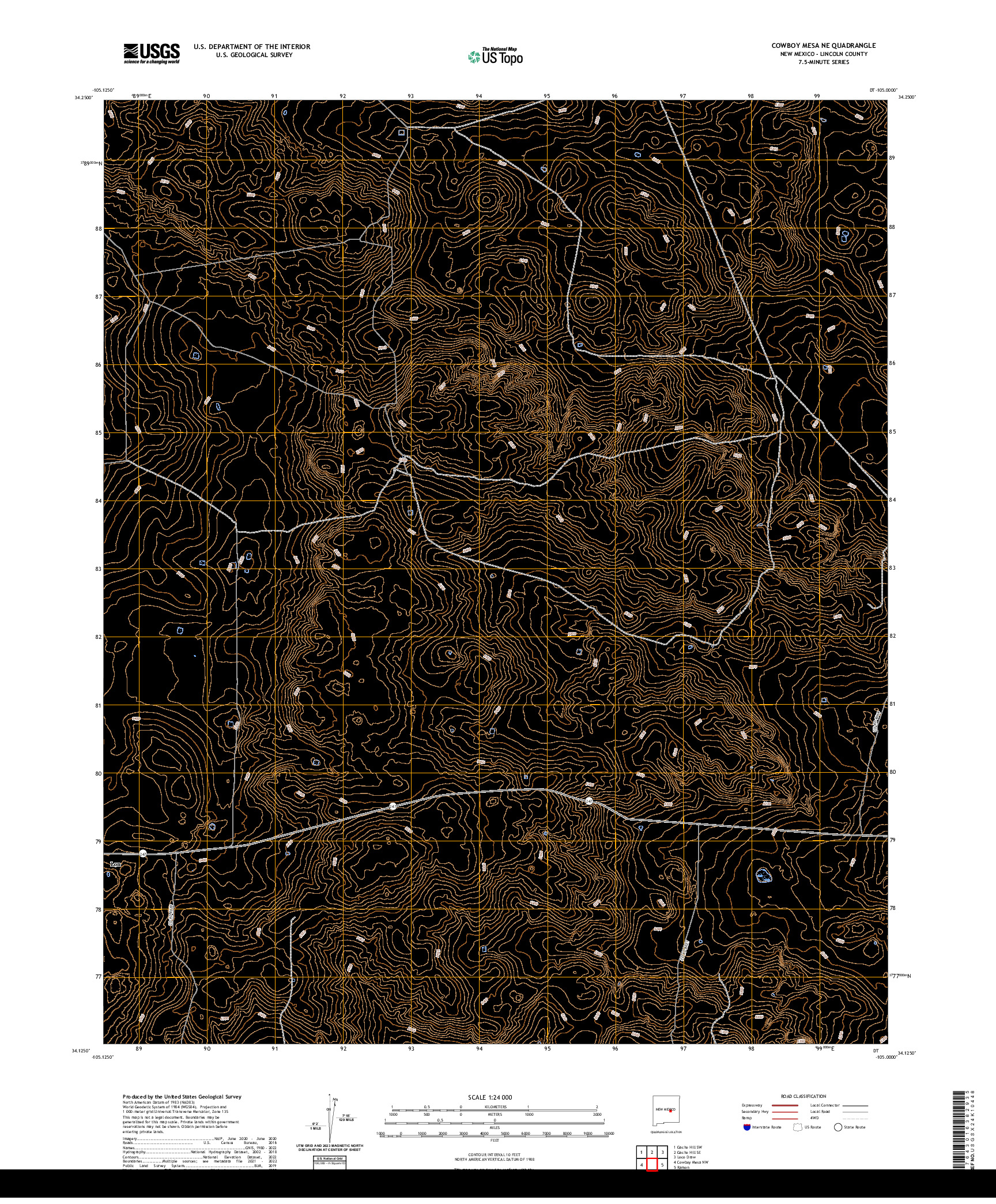 US TOPO 7.5-MINUTE MAP FOR COWBOY MESA NE, NM