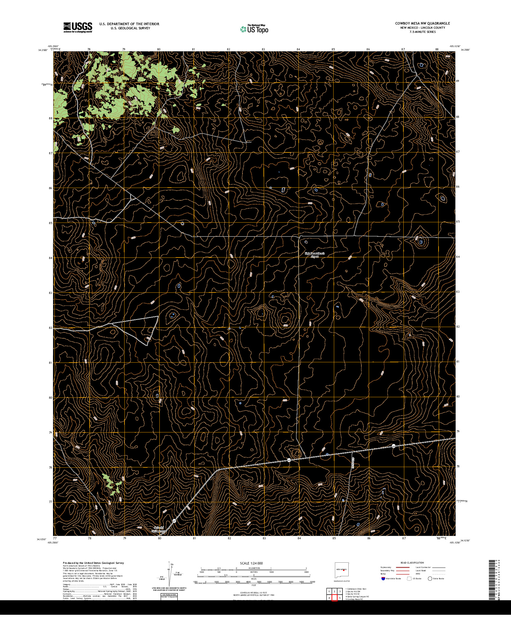 US TOPO 7.5-MINUTE MAP FOR COWBOY MESA NW, NM