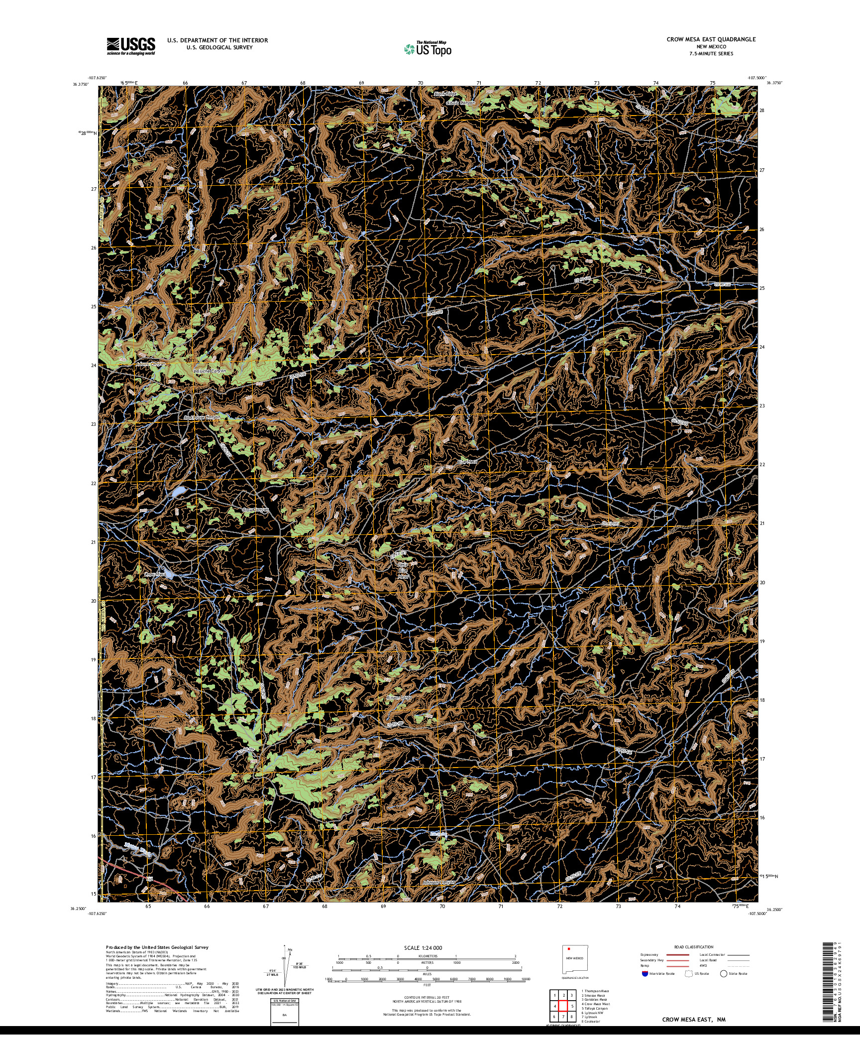 US TOPO 7.5-MINUTE MAP FOR CROW MESA EAST, NM