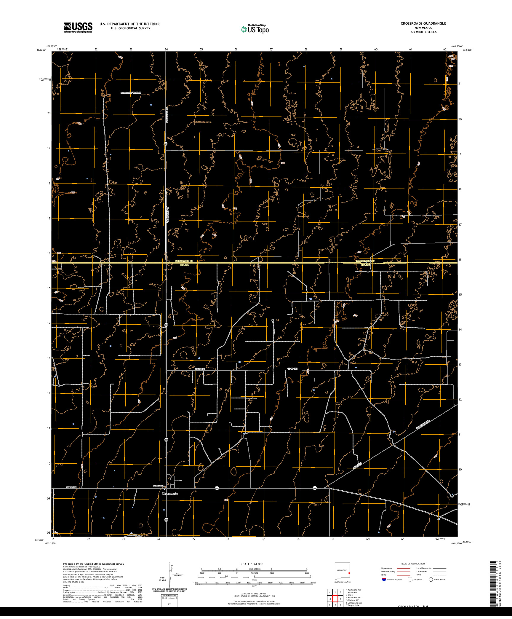 US TOPO 7.5-MINUTE MAP FOR CROSSROADS, NM