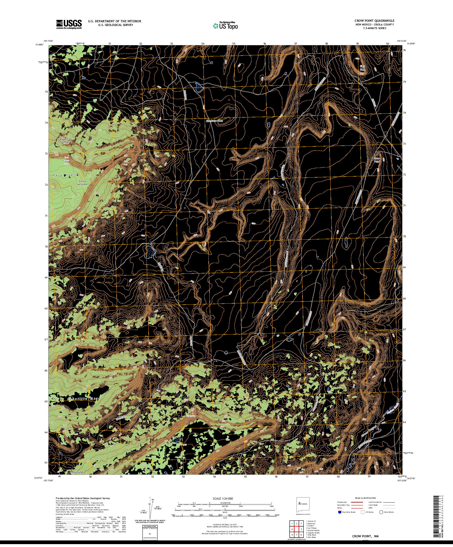 US TOPO 7.5-MINUTE MAP FOR CROW POINT, NM