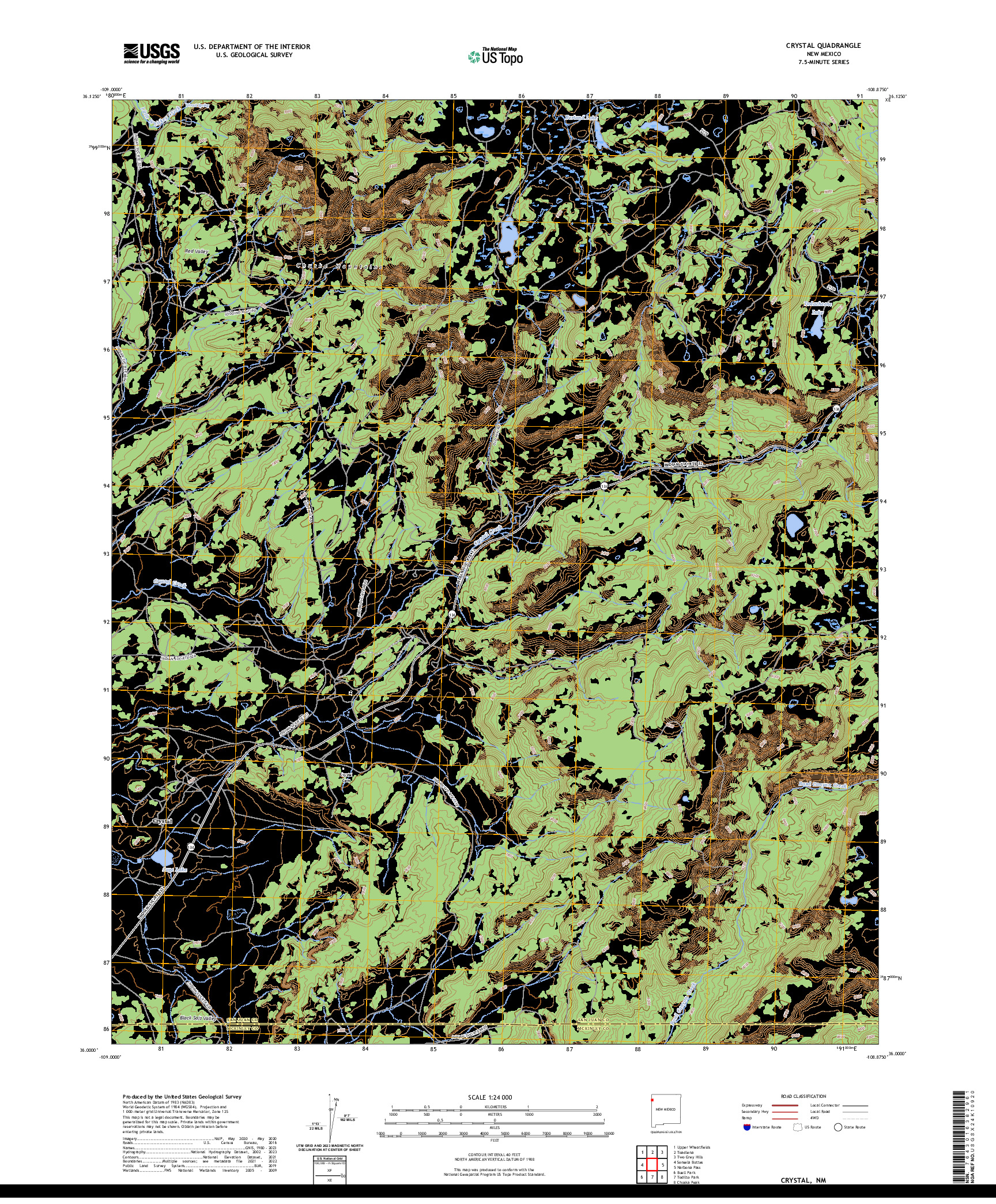 US TOPO 7.5-MINUTE MAP FOR CRYSTAL, NM