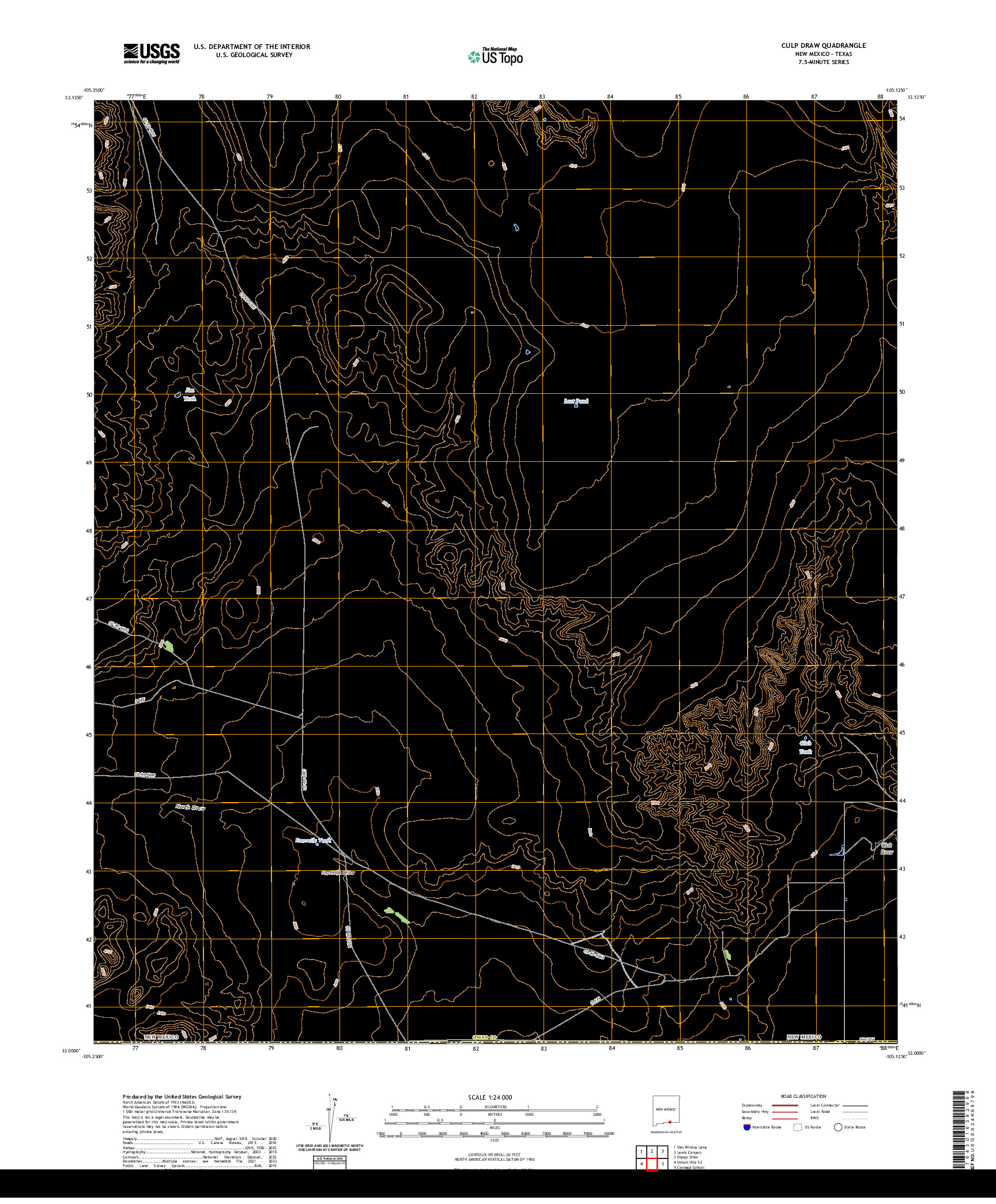 US TOPO 7.5-MINUTE MAP FOR CULP DRAW, NM,TX