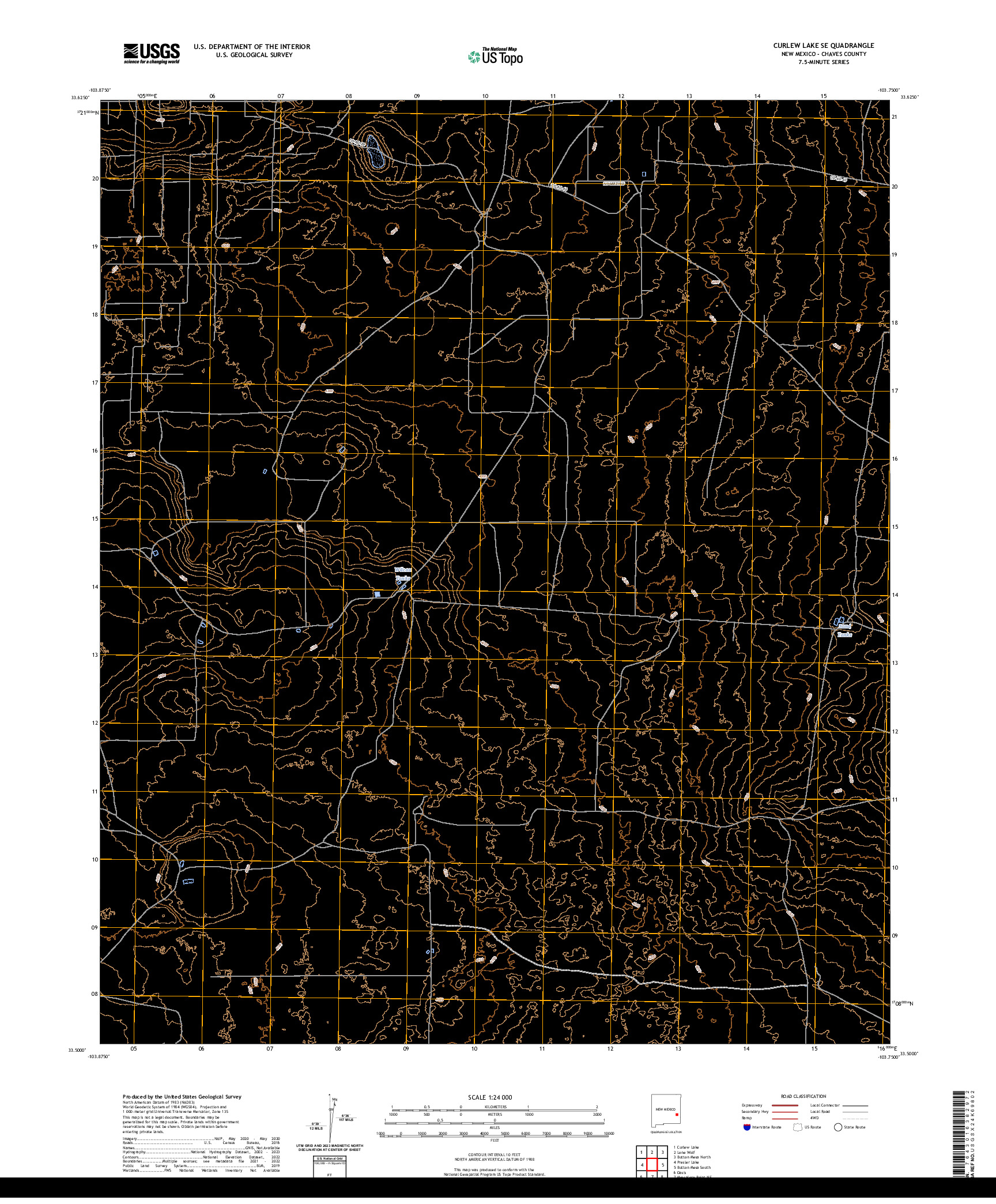 US TOPO 7.5-MINUTE MAP FOR CURLEW LAKE SE, NM