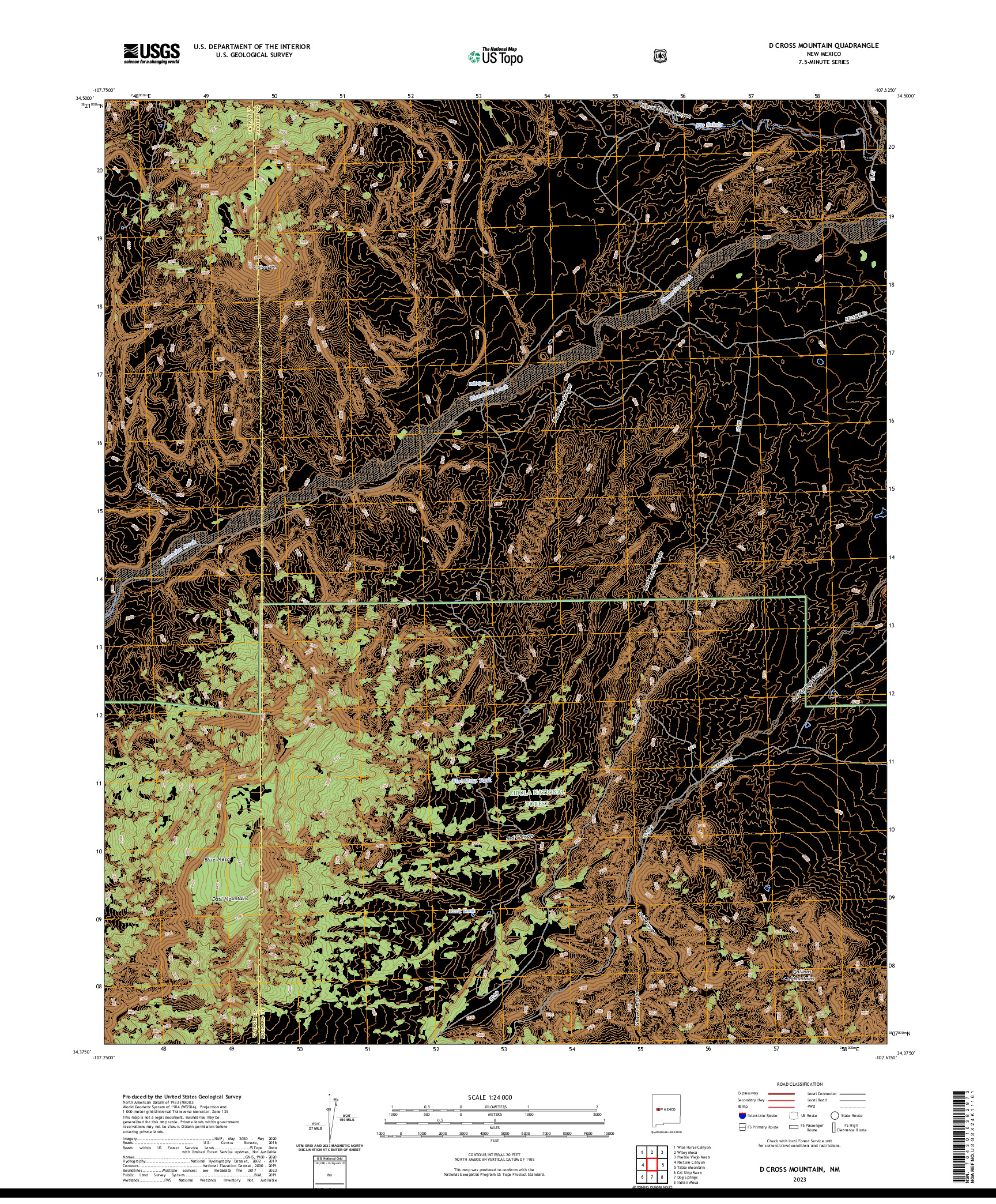 US TOPO 7.5-MINUTE MAP FOR D CROSS MOUNTAIN, NM