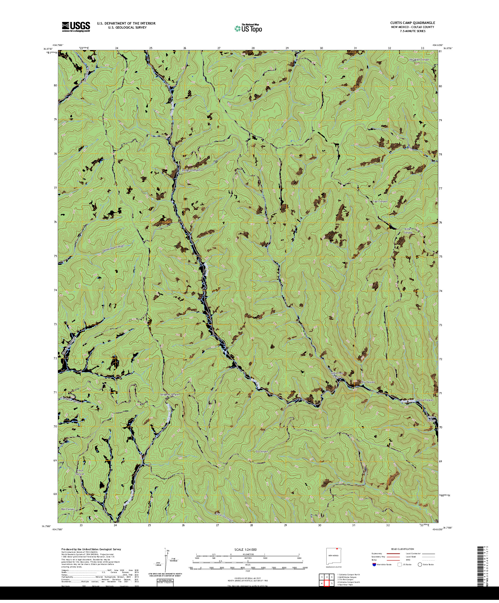 US TOPO 7.5-MINUTE MAP FOR CURTIS CAMP, NM