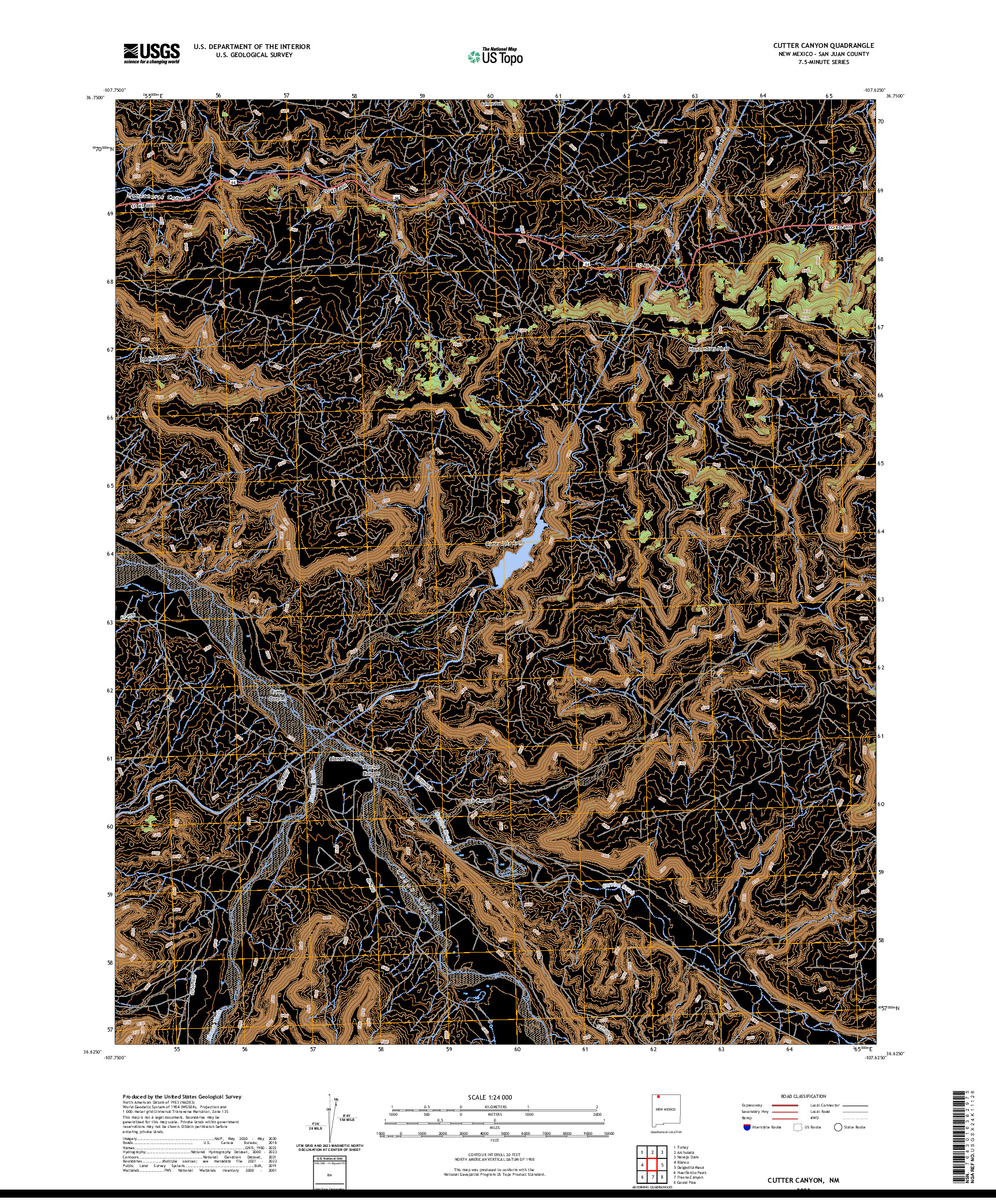 US TOPO 7.5-MINUTE MAP FOR CUTTER CANYON, NM