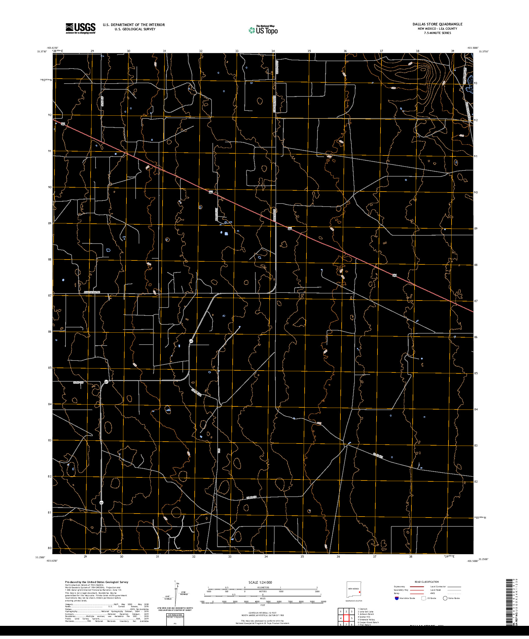 US TOPO 7.5-MINUTE MAP FOR DALLAS STORE, NM