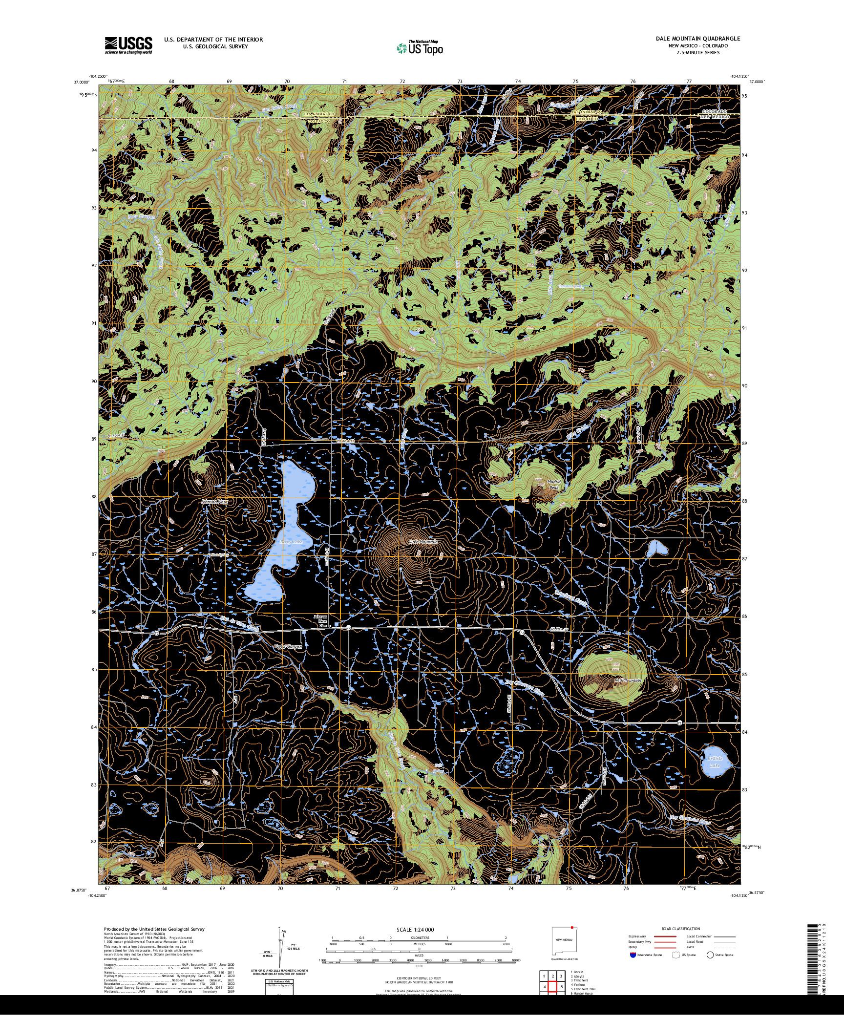 US TOPO 7.5-MINUTE MAP FOR DALE MOUNTAIN, NM,CO