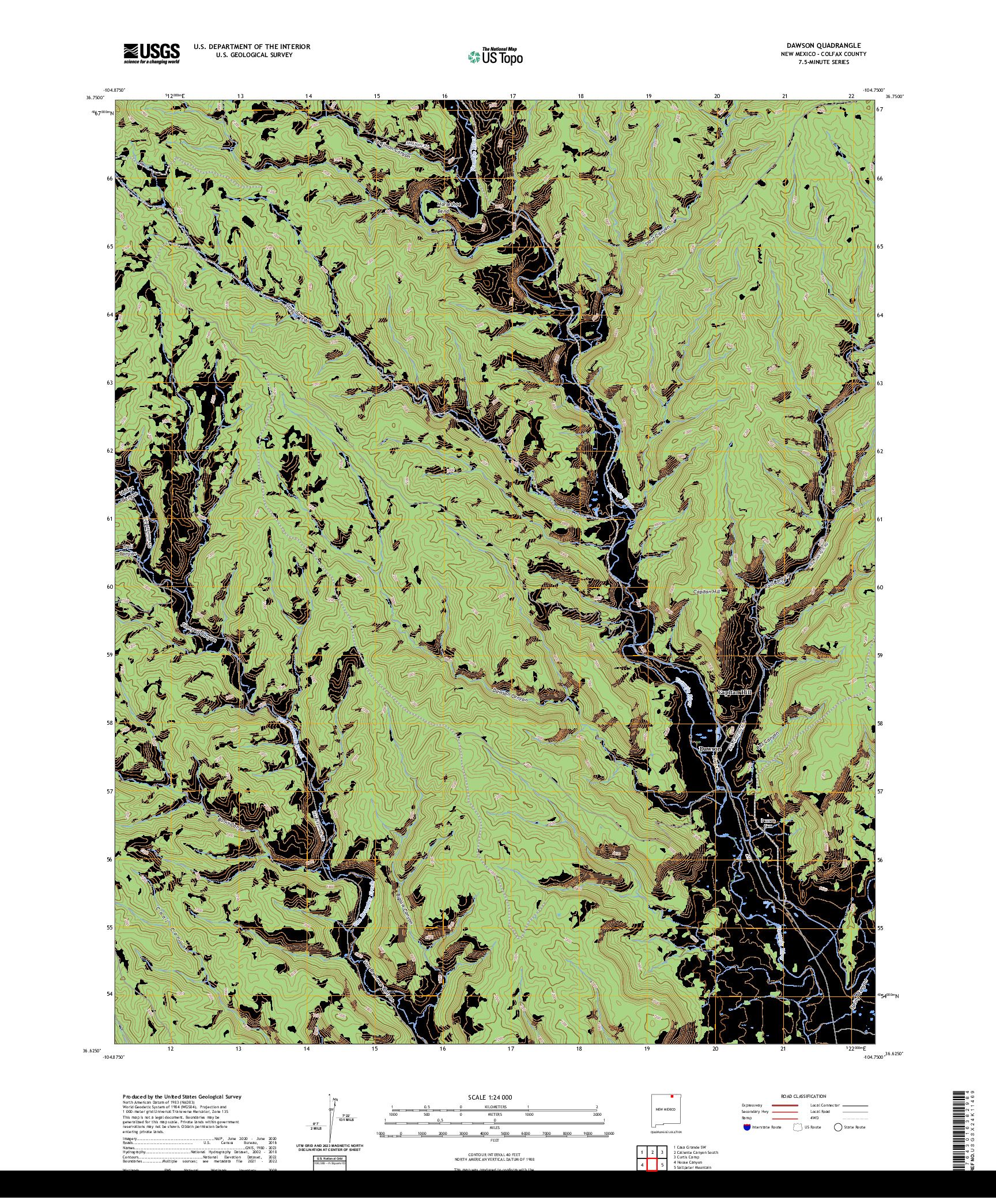 US TOPO 7.5-MINUTE MAP FOR DAWSON, NM