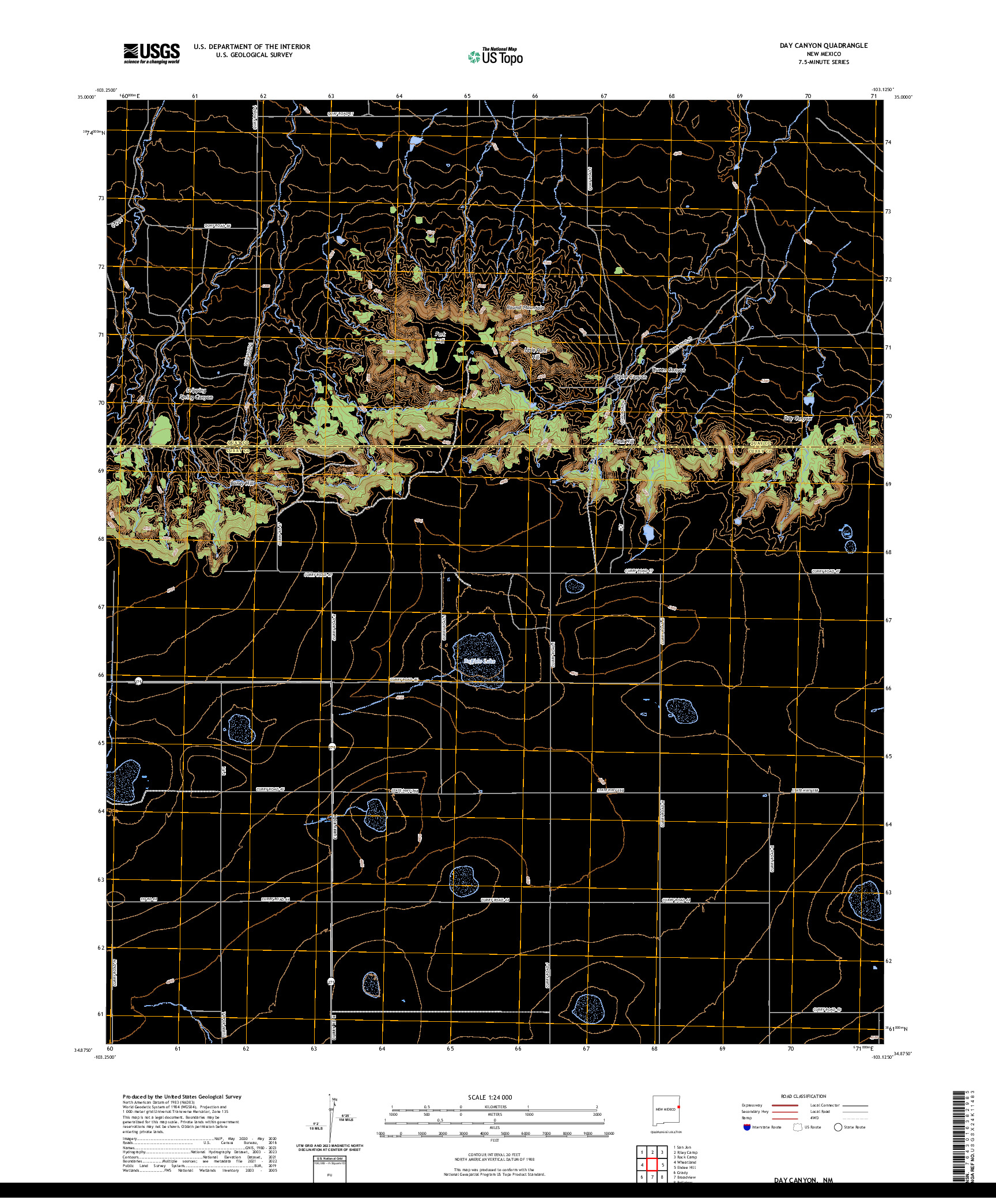 US TOPO 7.5-MINUTE MAP FOR DAY CANYON, NM